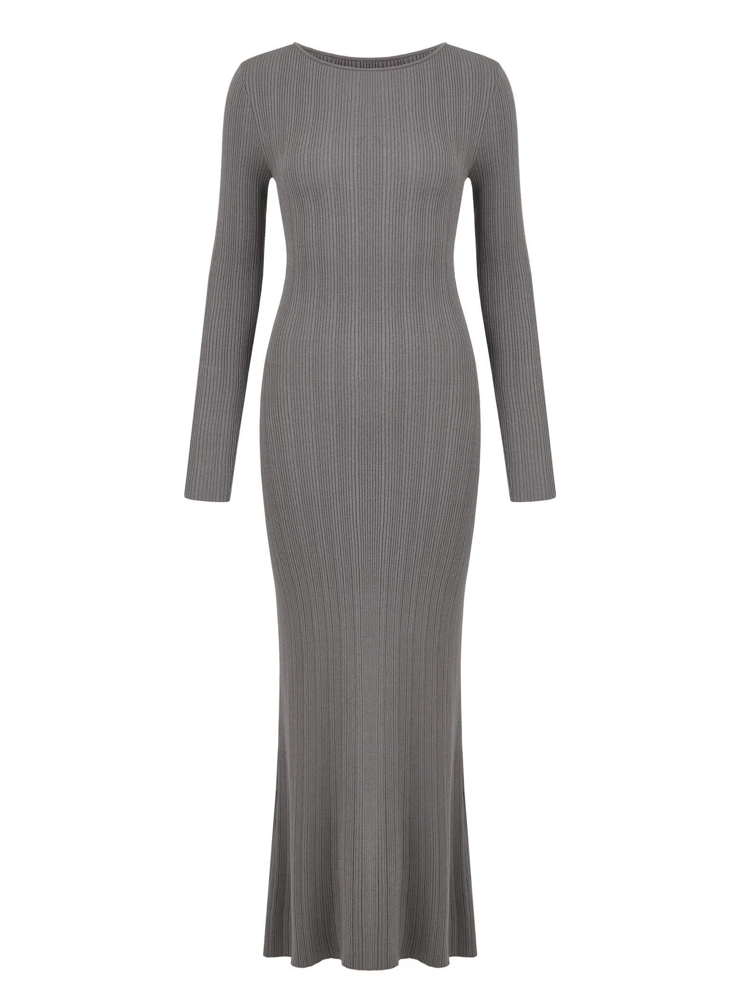 Платье макси мелкой вязки серого цвета фото 8