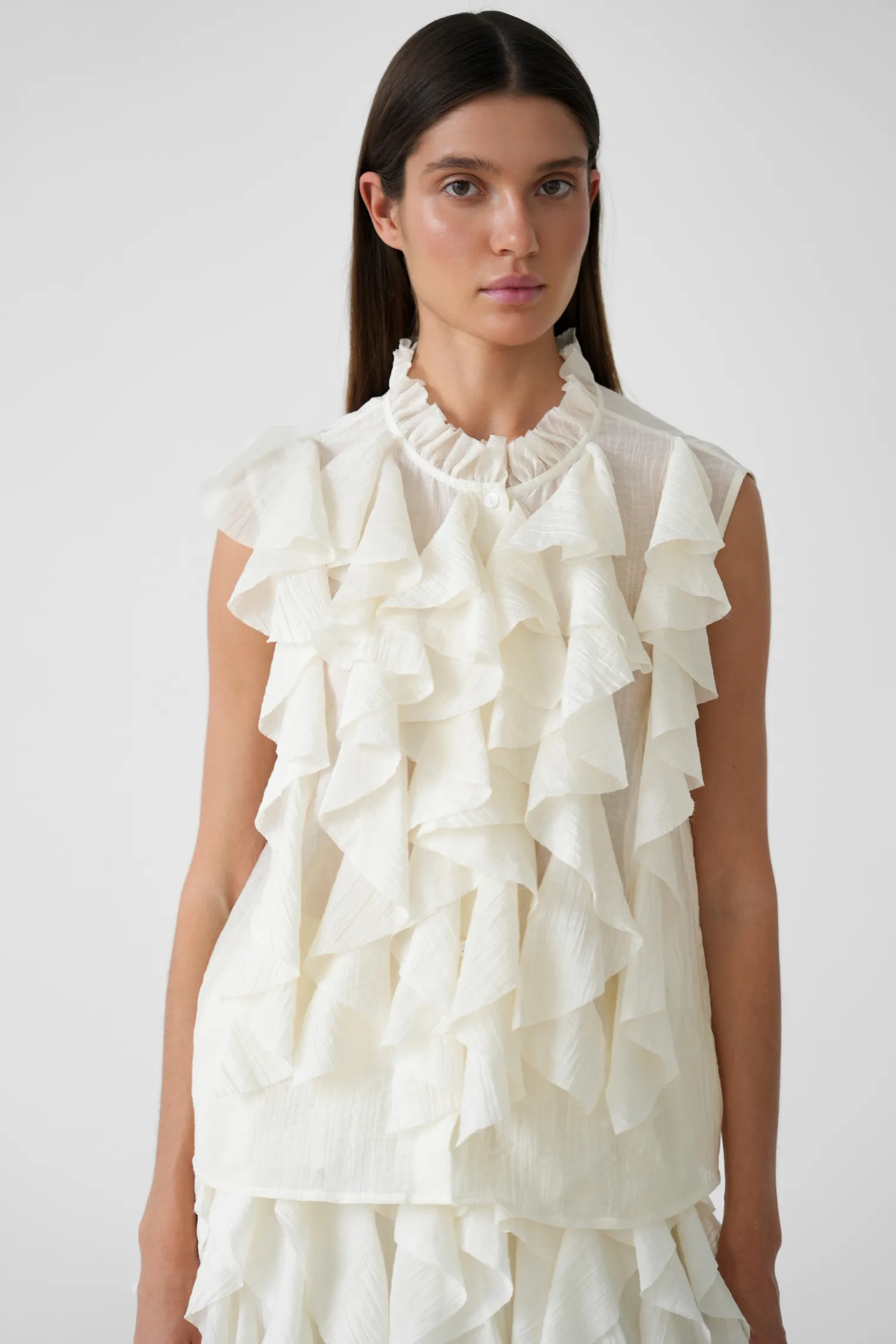 Блуза из жатой ткани молочного цвета фото 5