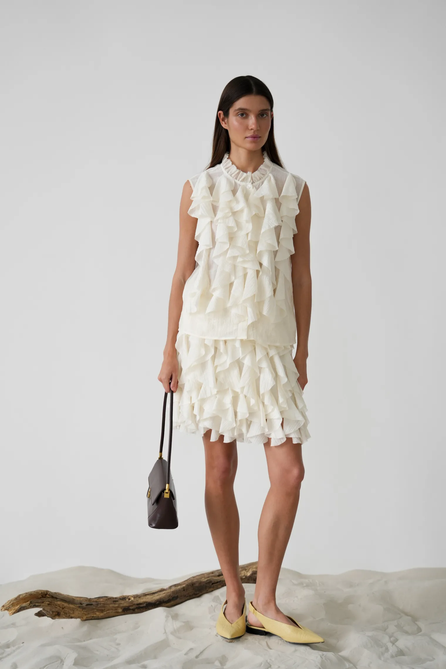 Блуза из жатой ткани молочного цвета фото 3