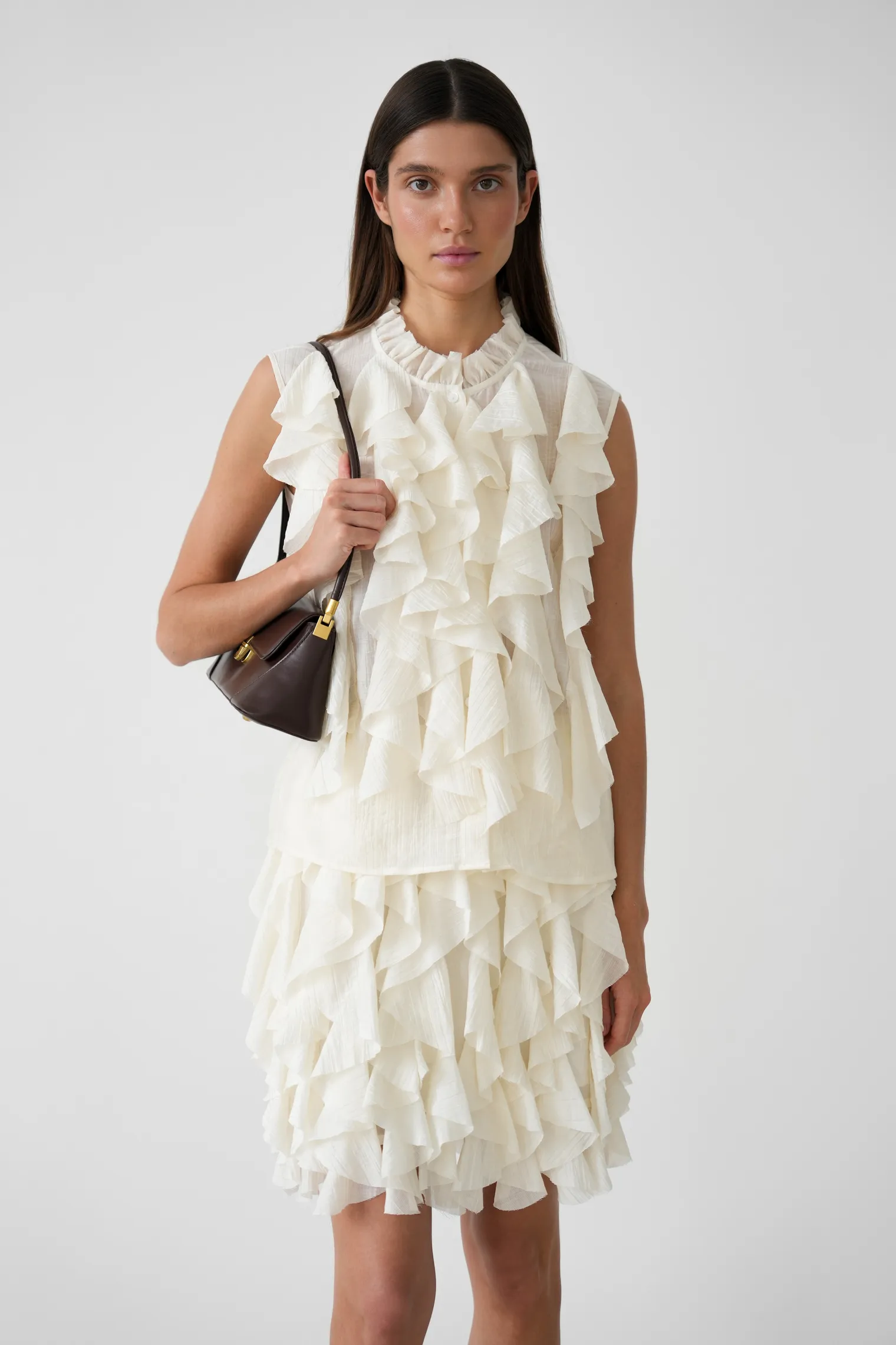 Блуза из жатой ткани молочного цвета фото 1