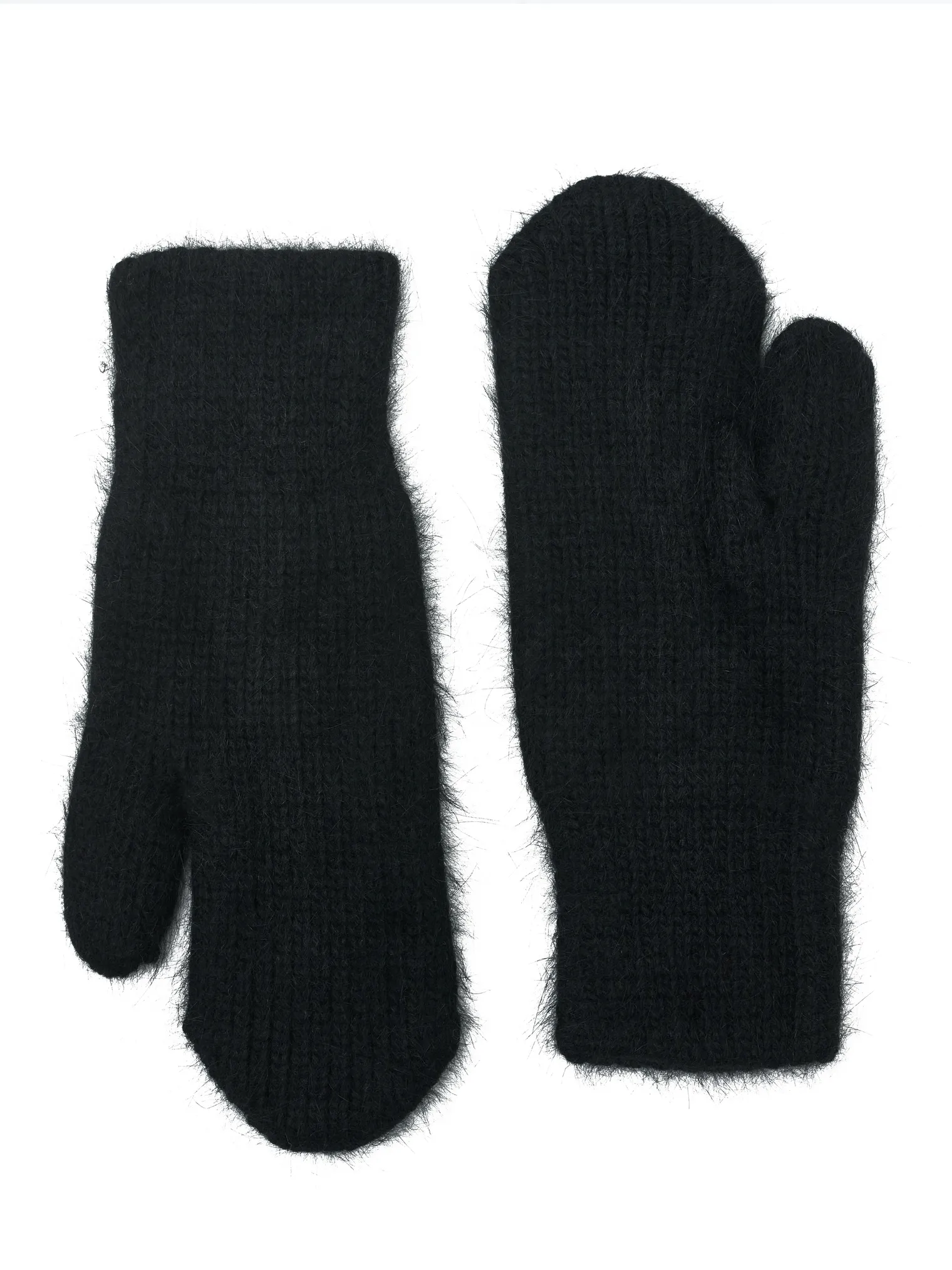 Варежки из ангоры чёрного цвета фото 1