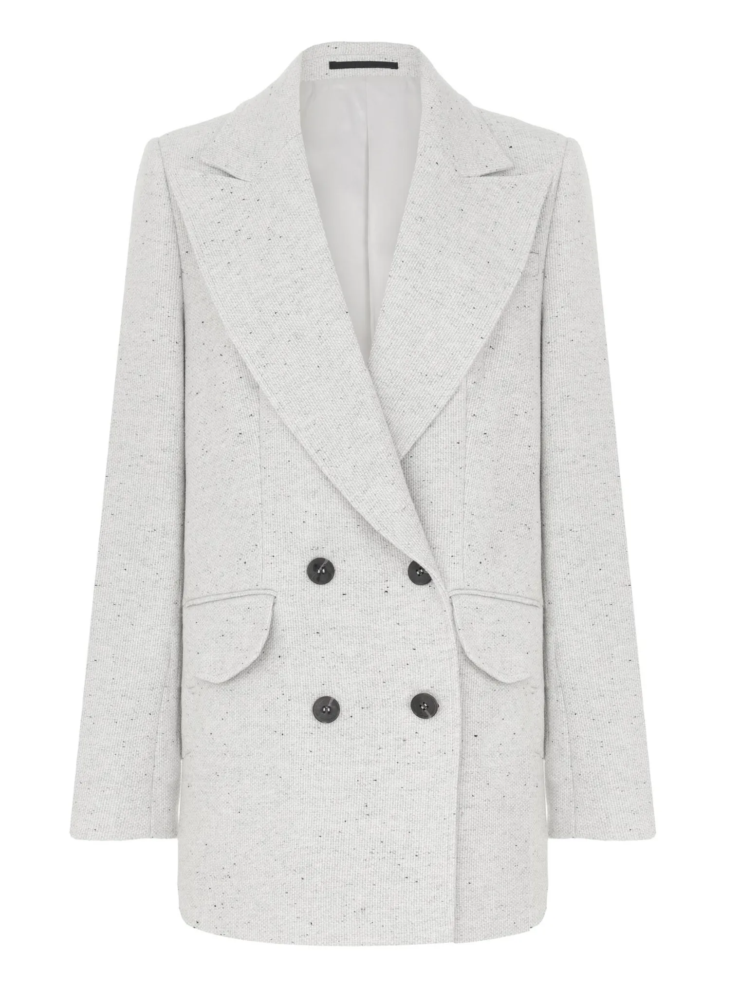 Двубортный жакет с карманами цвета серый меланж фото 9