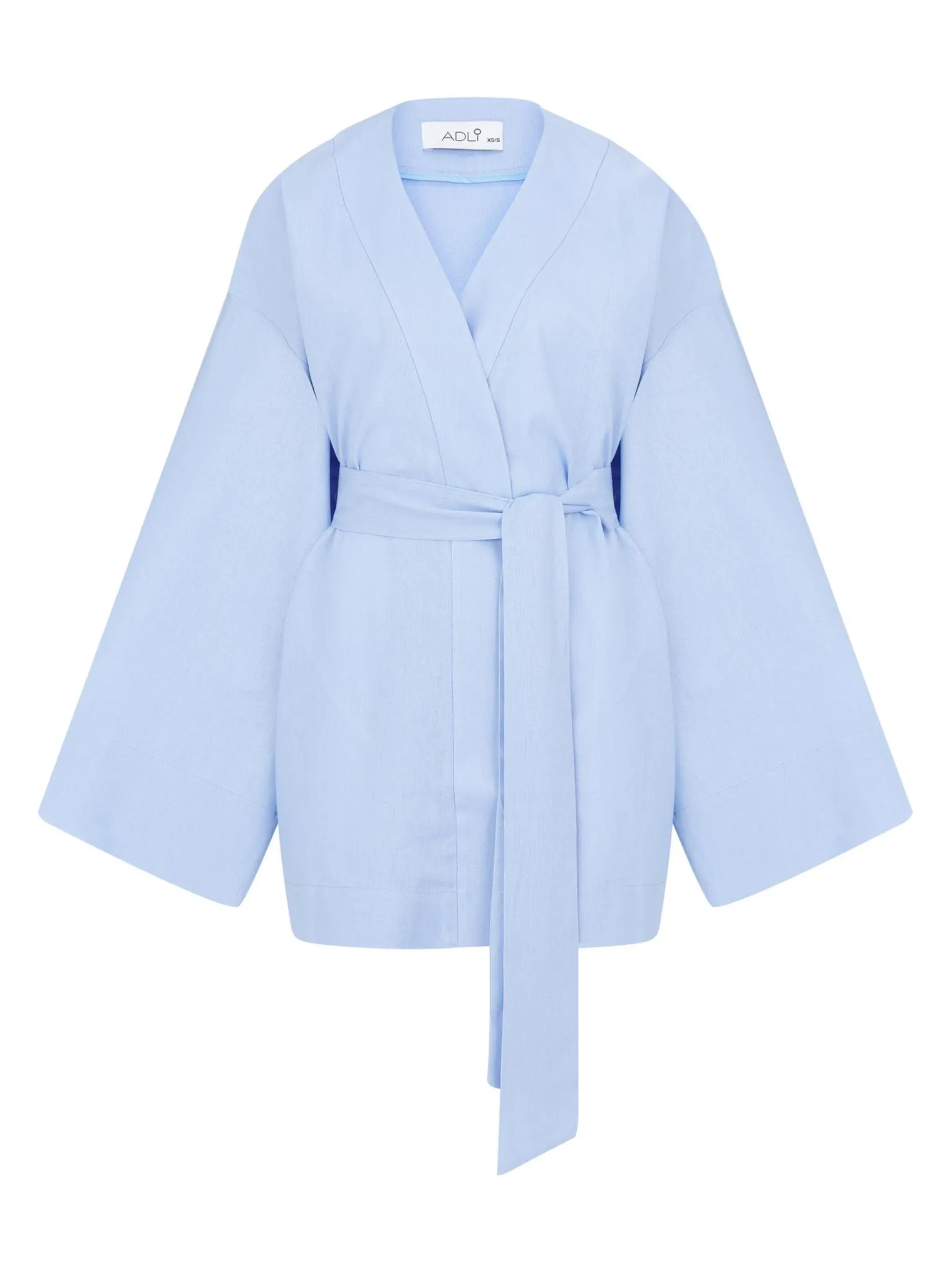 Кимоно с поясом голубого цвета фото 11