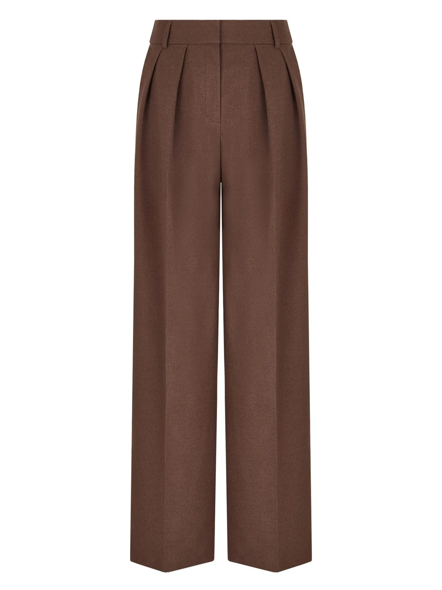 Брюки широкого кроя с завышенной талией со складками шоколадного цвета фото 8