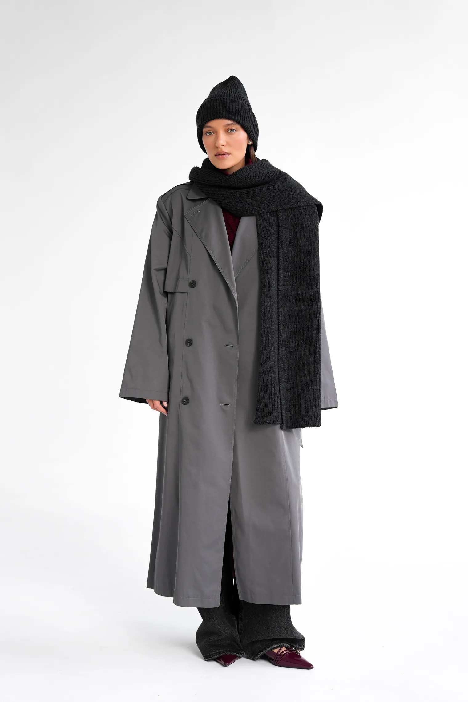 Шапка из шерсти мериноса графитового цвета фото 6