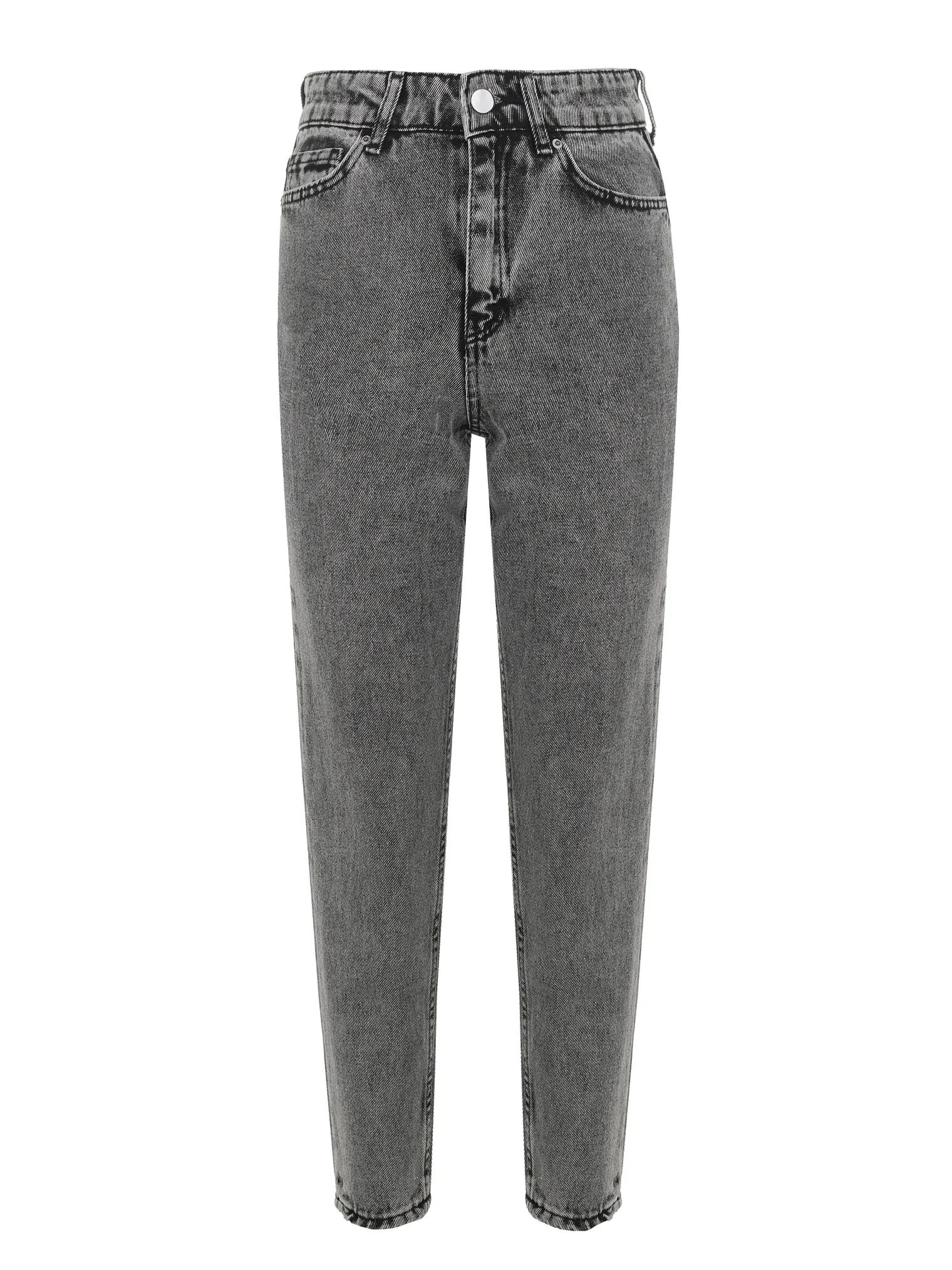 Джинсы с завышенной талией MOM-FIT серого цвета фото 1