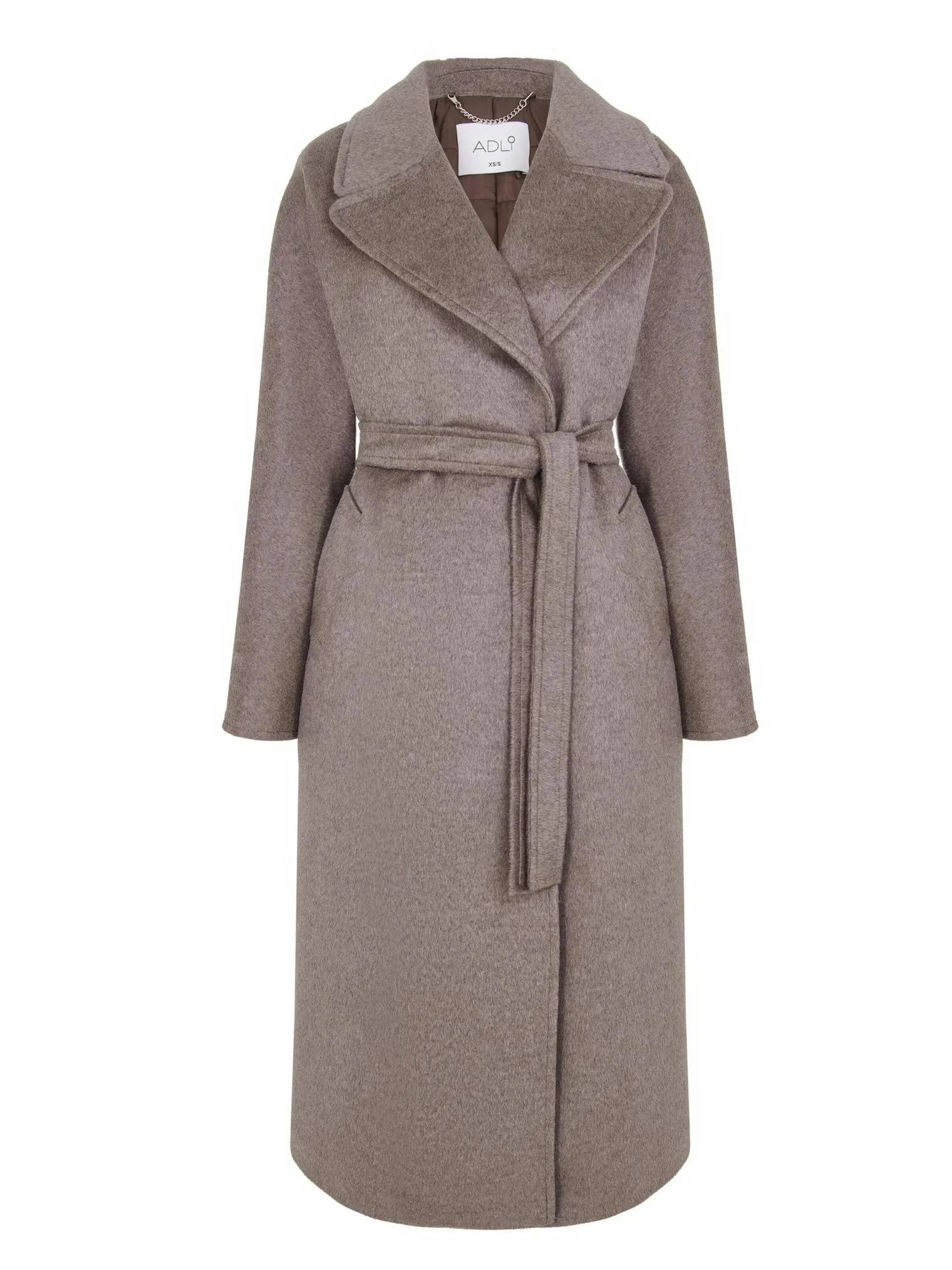 Зимнее пальто-халат с цельнокройным рукавом кофейного цвета фото 8