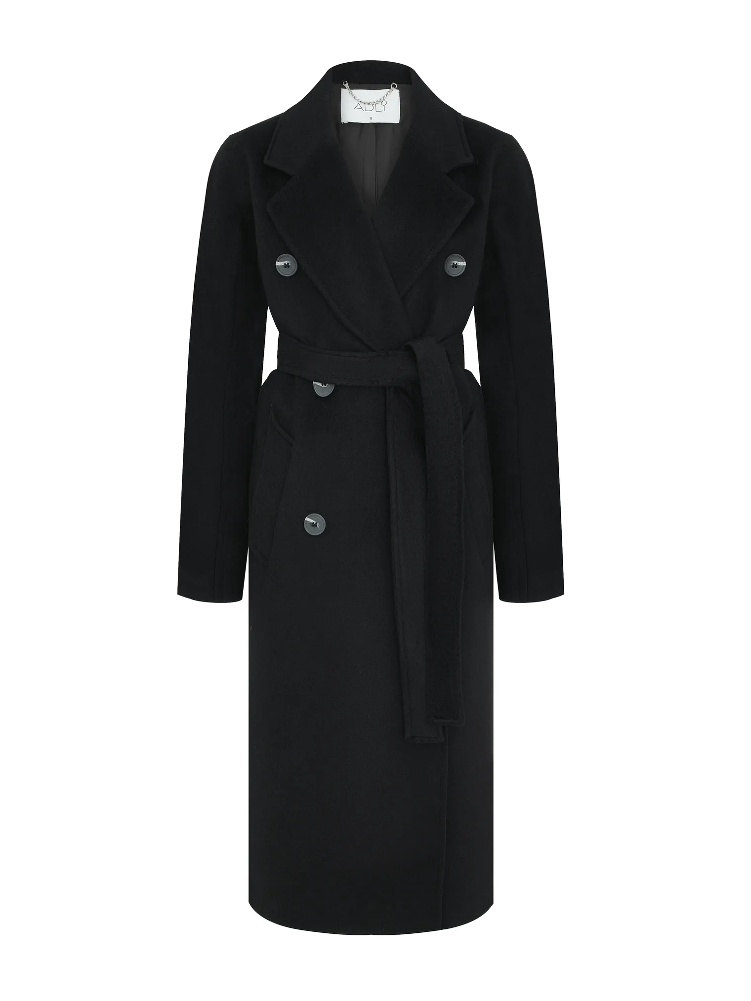 Пальто двубортное на пуговицах чёрного цвета фото 1