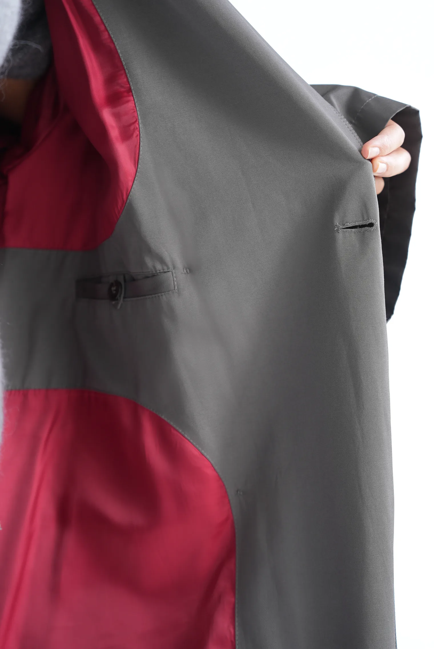 Тренч двубортный с поясом графитового цвета фото 8