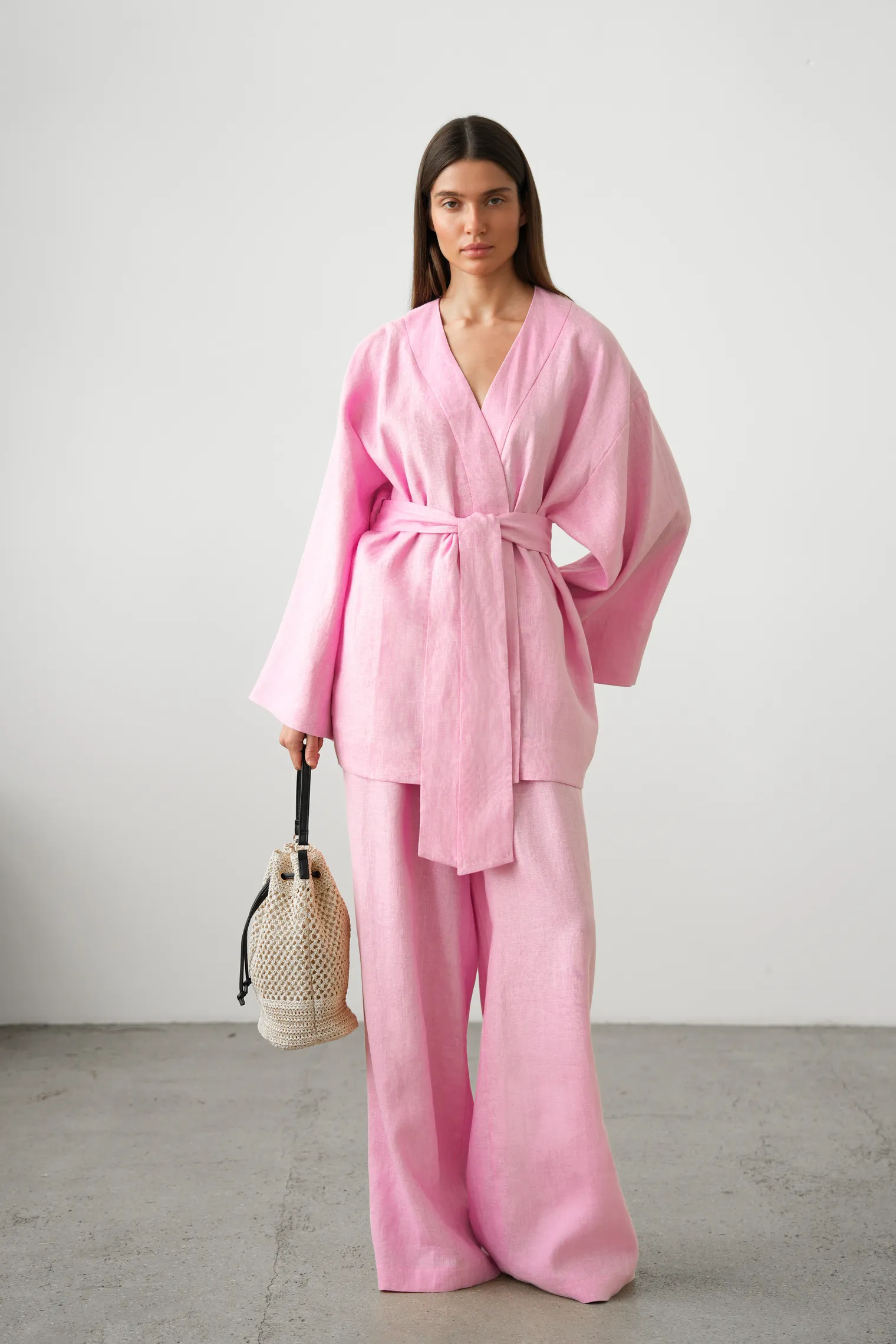 Кимоно с поясом цвета пион фото 3