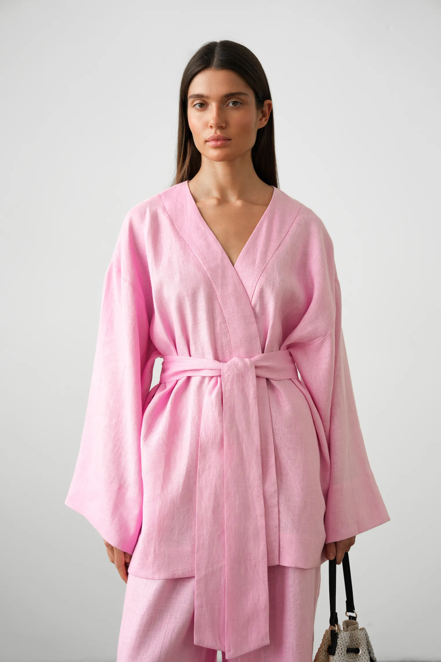 Кимоно с поясом цвета пион фото 7