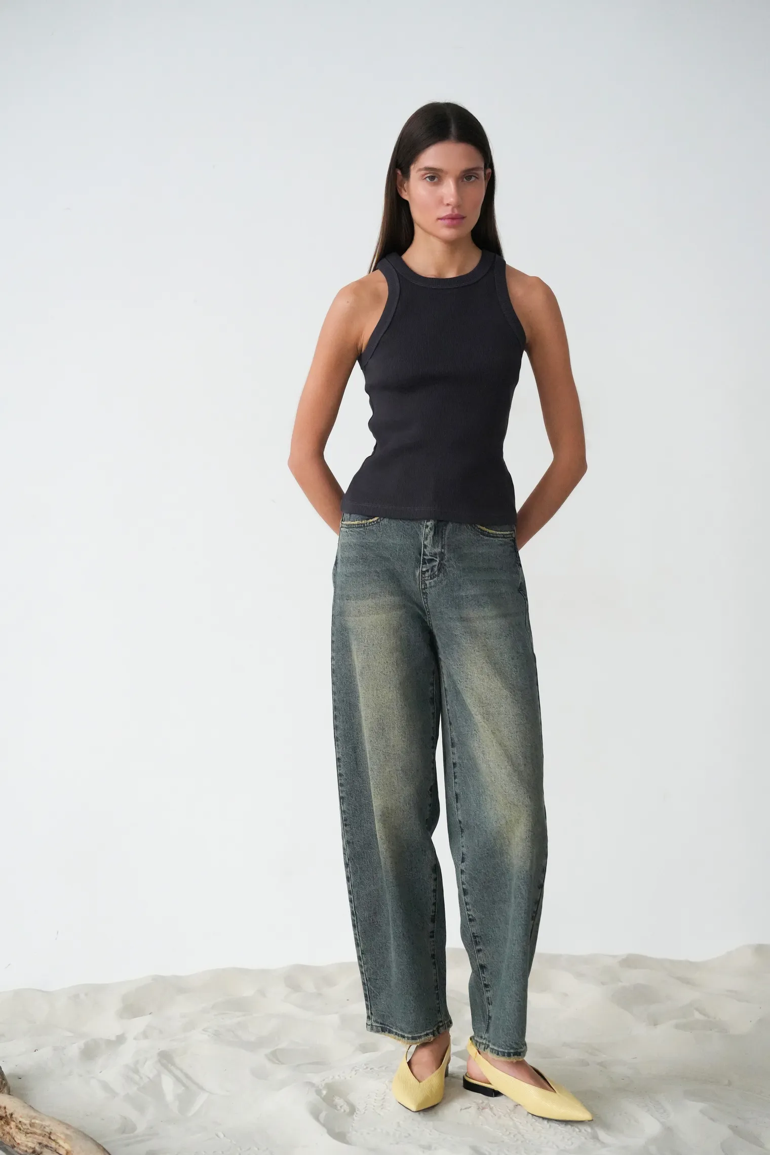 Майка в рубчик графитового цвета фото 3