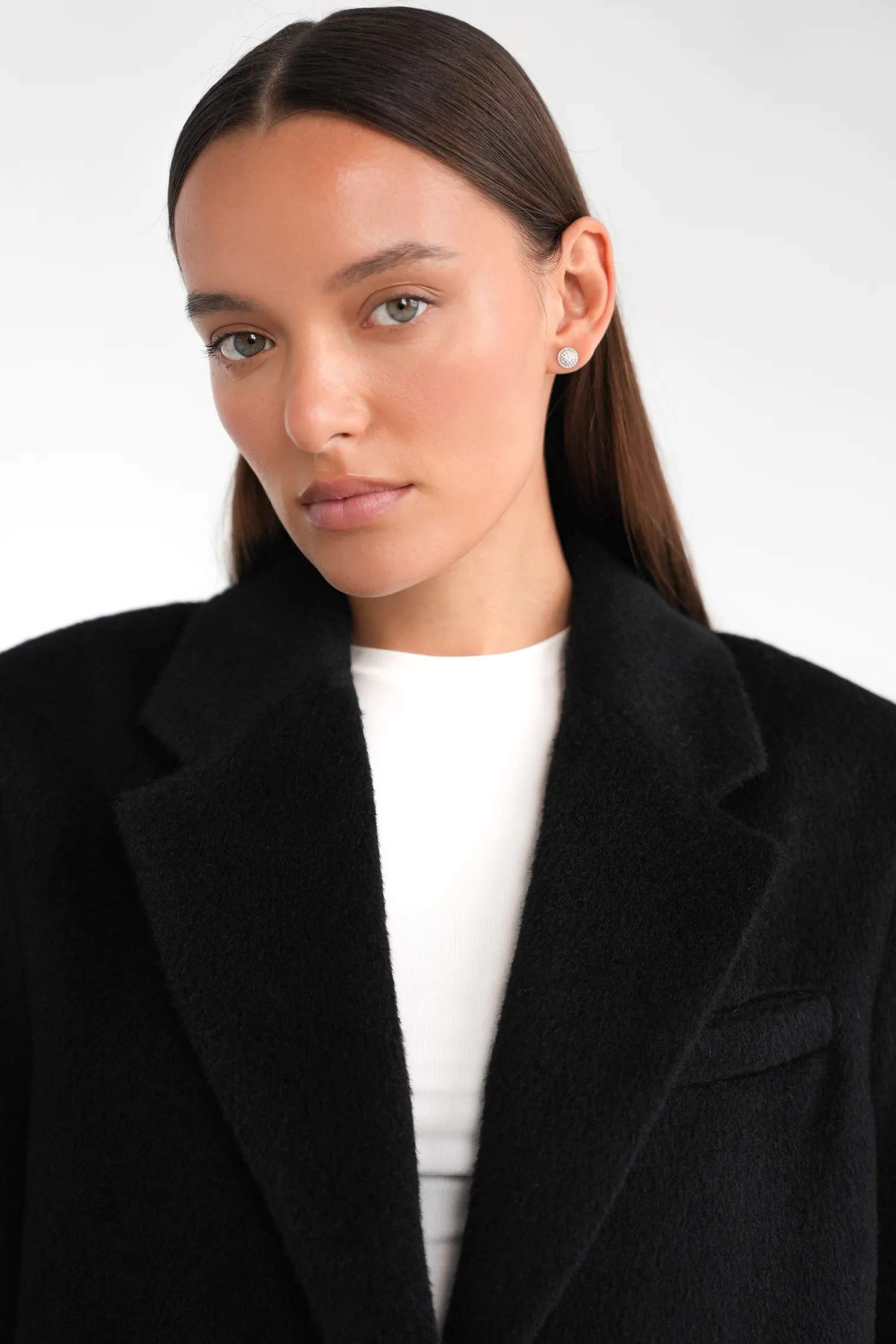 Однобортное пальто-жакет из шерсти чёрного цвета фото 2