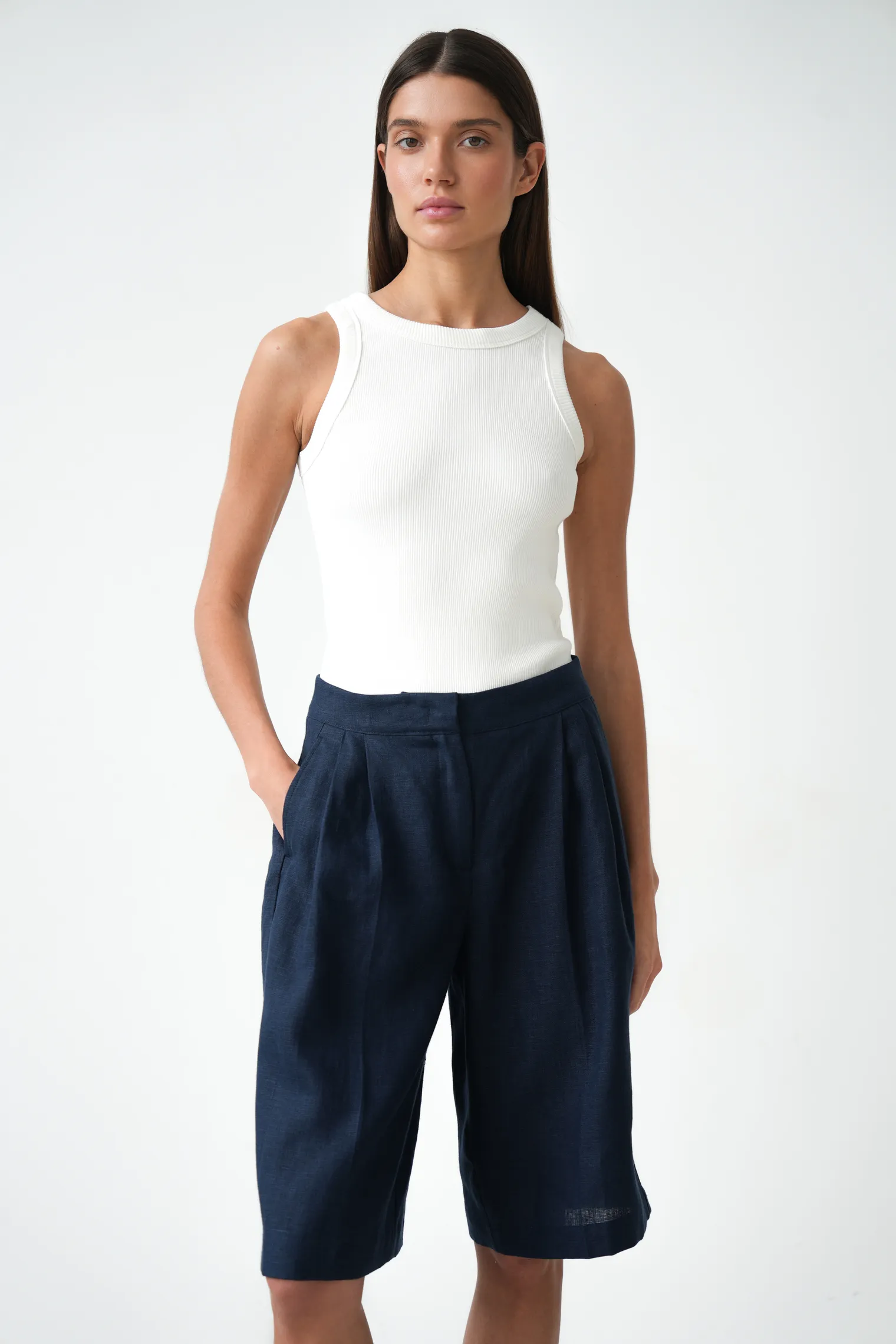 Майка в рубчик цвета тофу фото 1