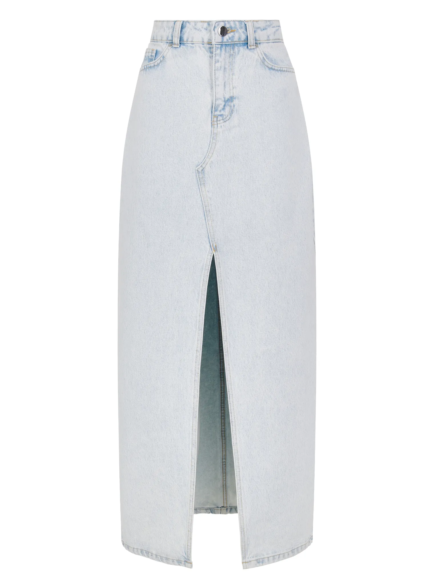 Юбка миди джинсовая в цвете голубая варка фото 1