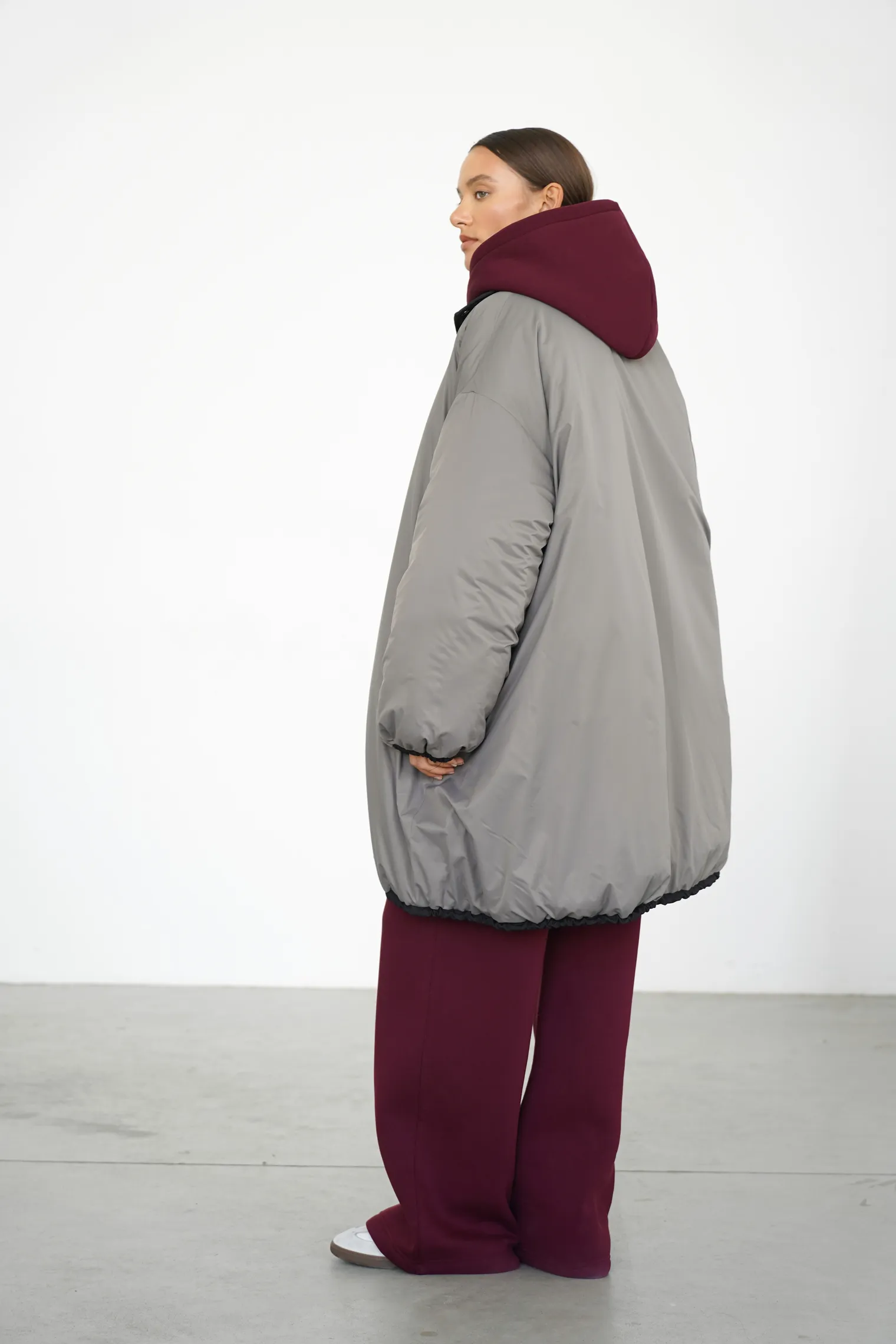 Парка двухсторонняя утепеленная цвета чёрный/серый фото 7