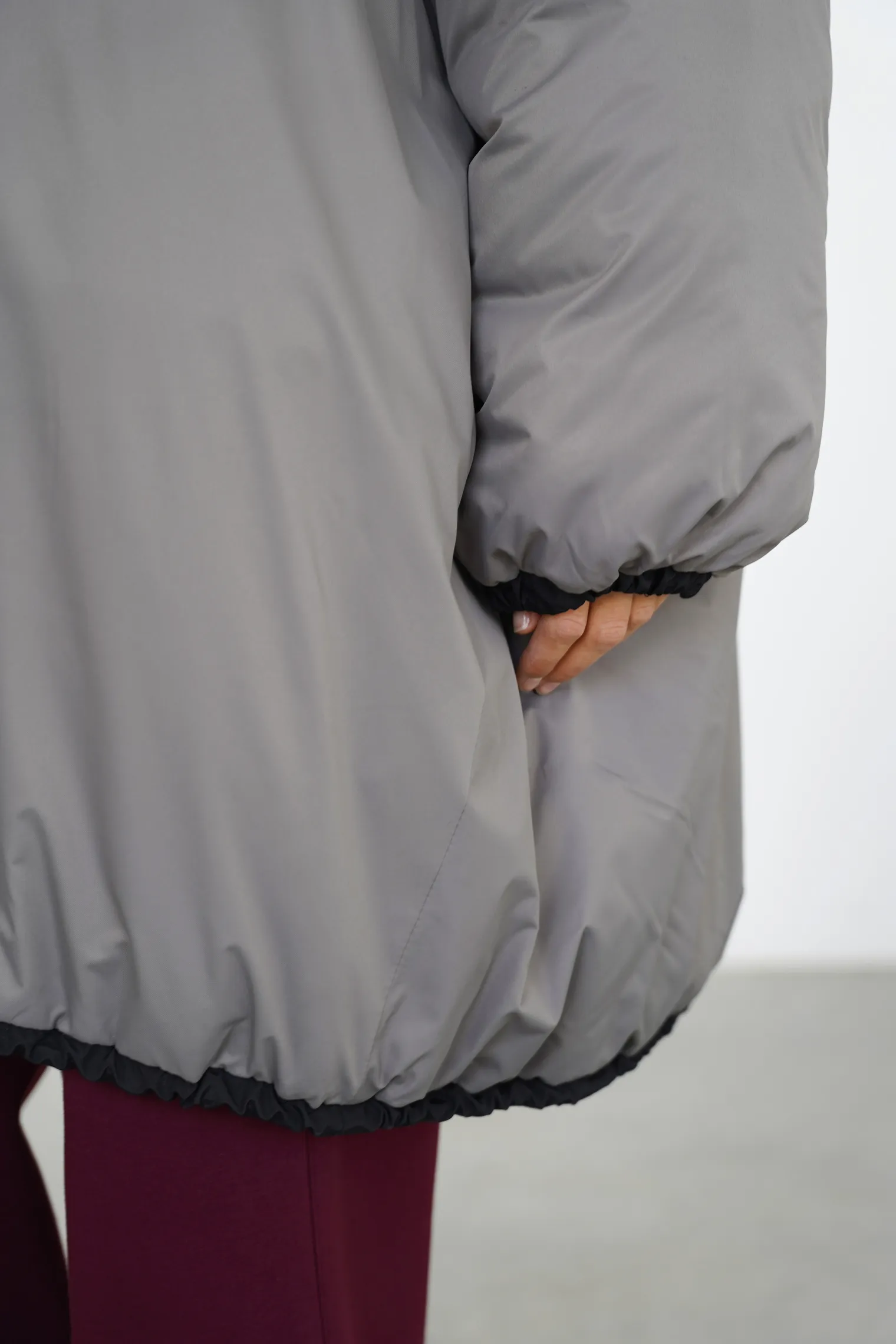 Парка двухсторонняя утепеленная цвета чёрный/серый фото 8