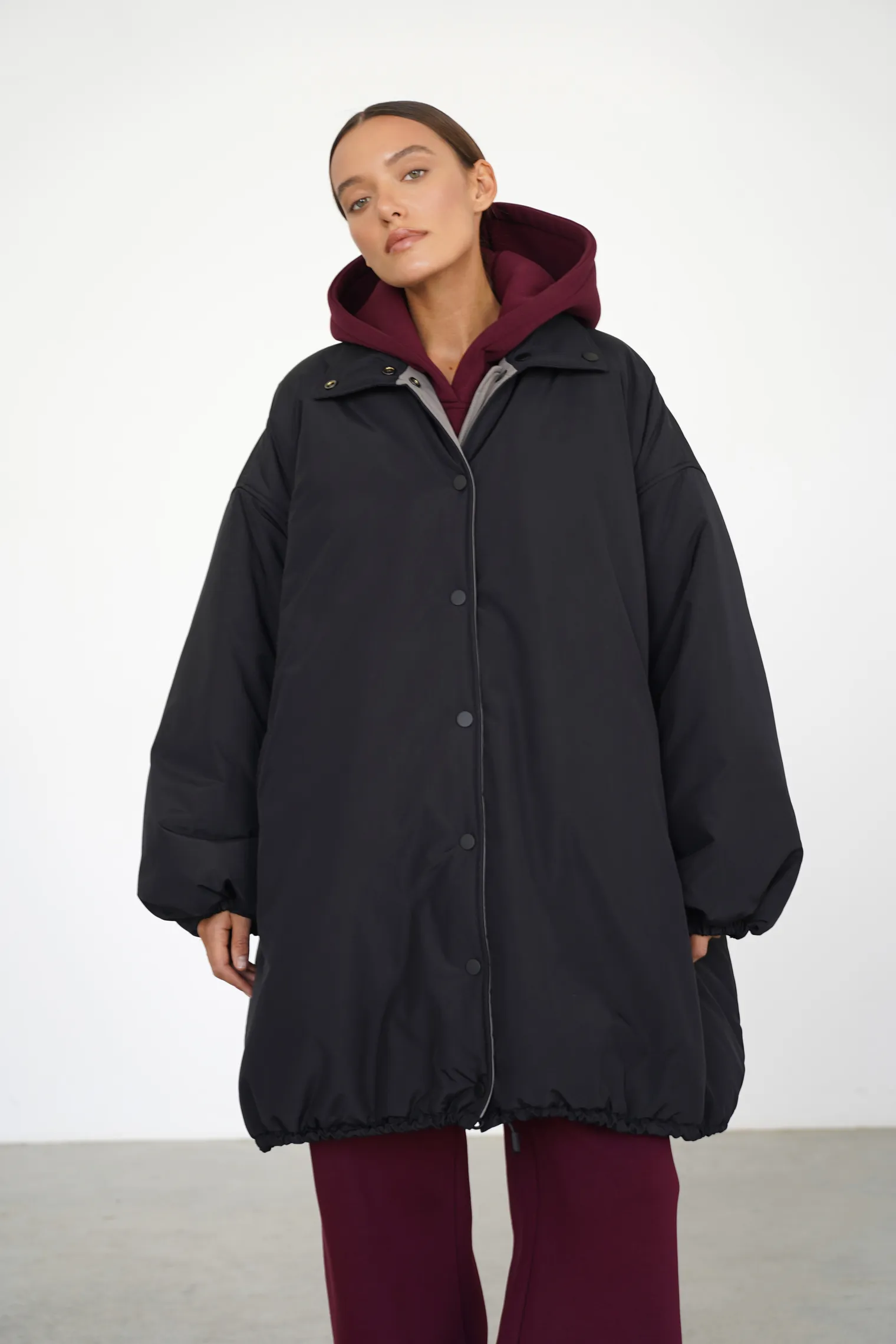 Парка двухсторонняя утепеленная цвета чёрный/серый фото 3