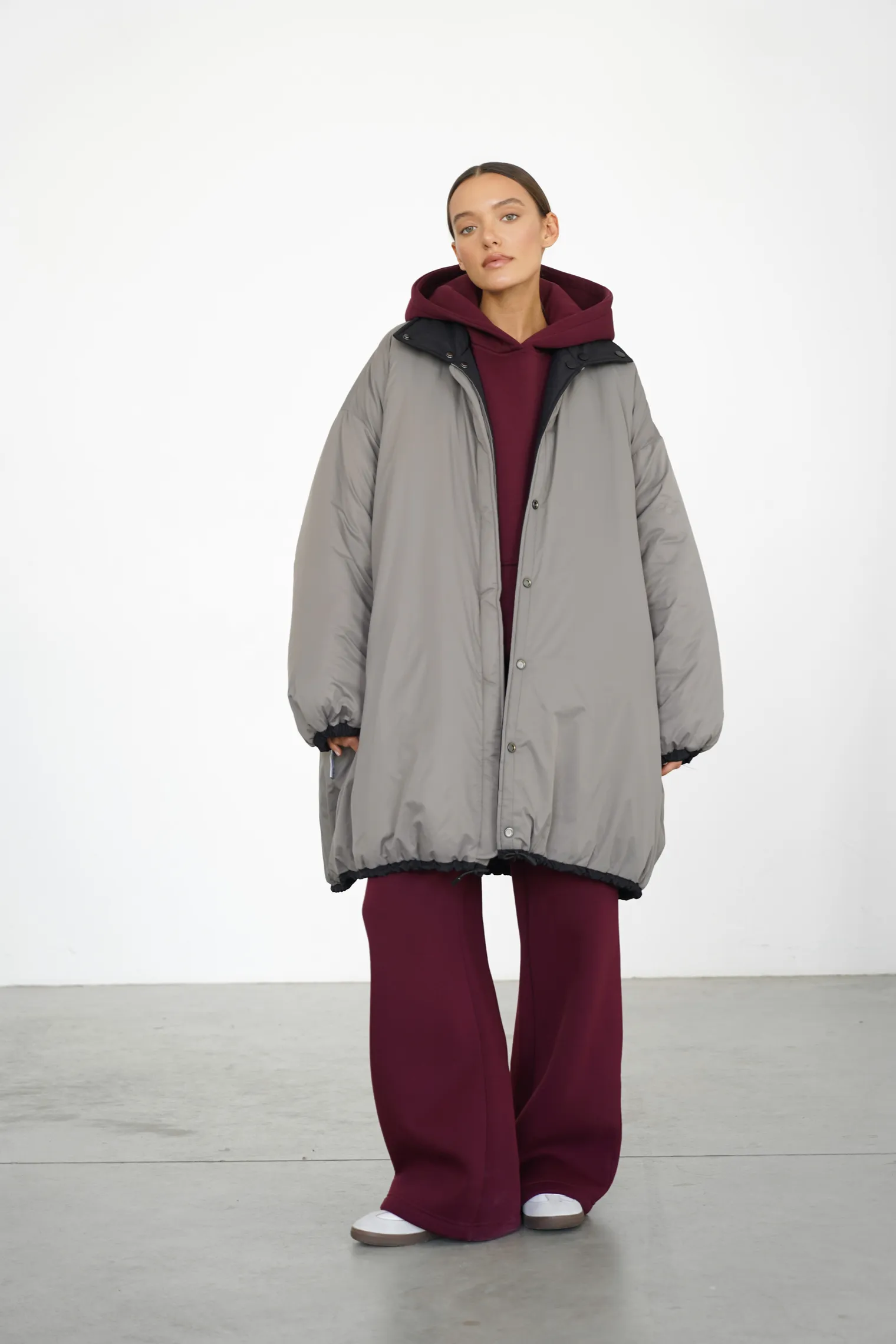 Парка двухсторонняя утепеленная цвета чёрный/серый фото 5