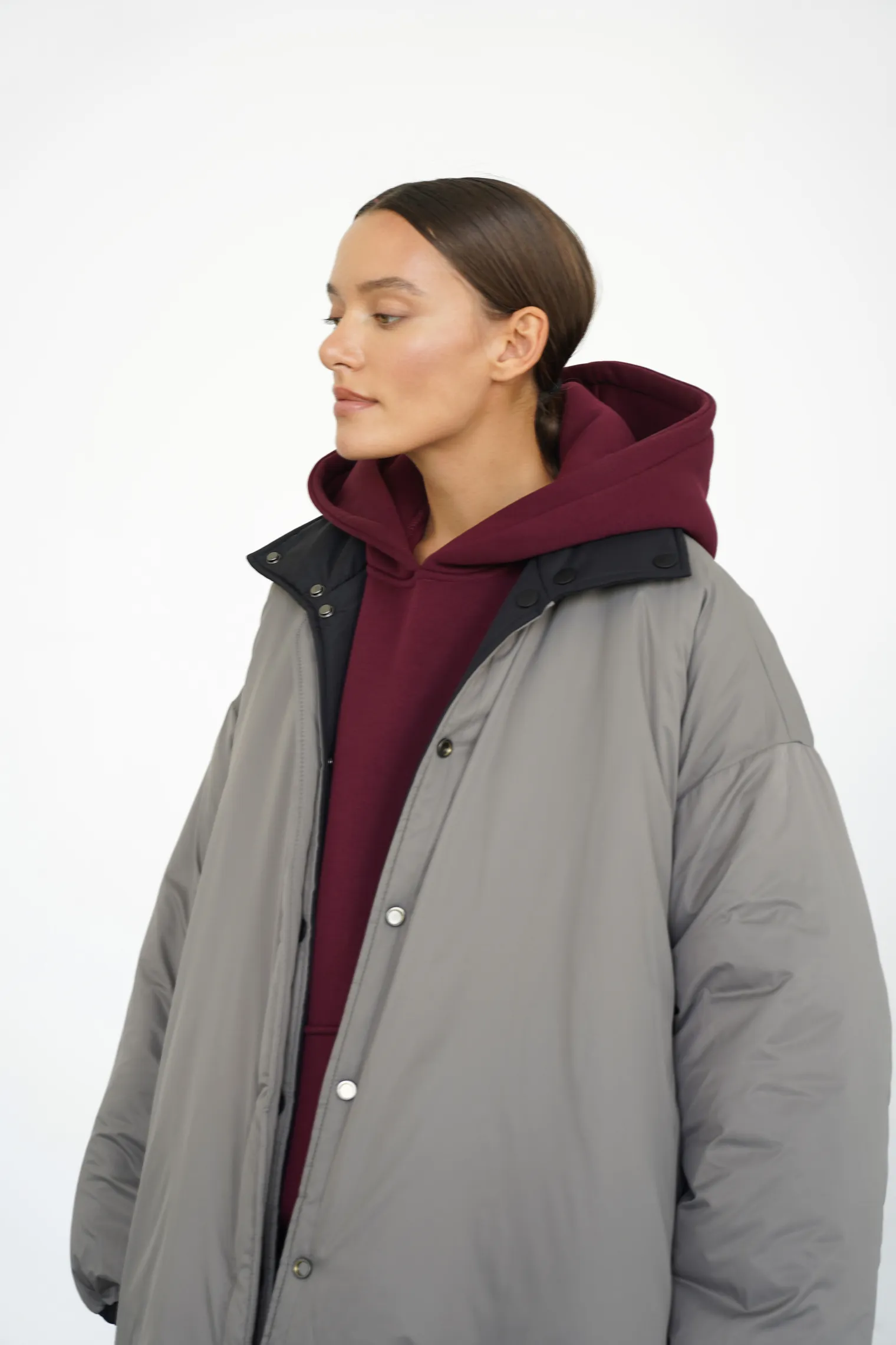 Парка двухсторонняя утепеленная цвета чёрный/серый фото 6