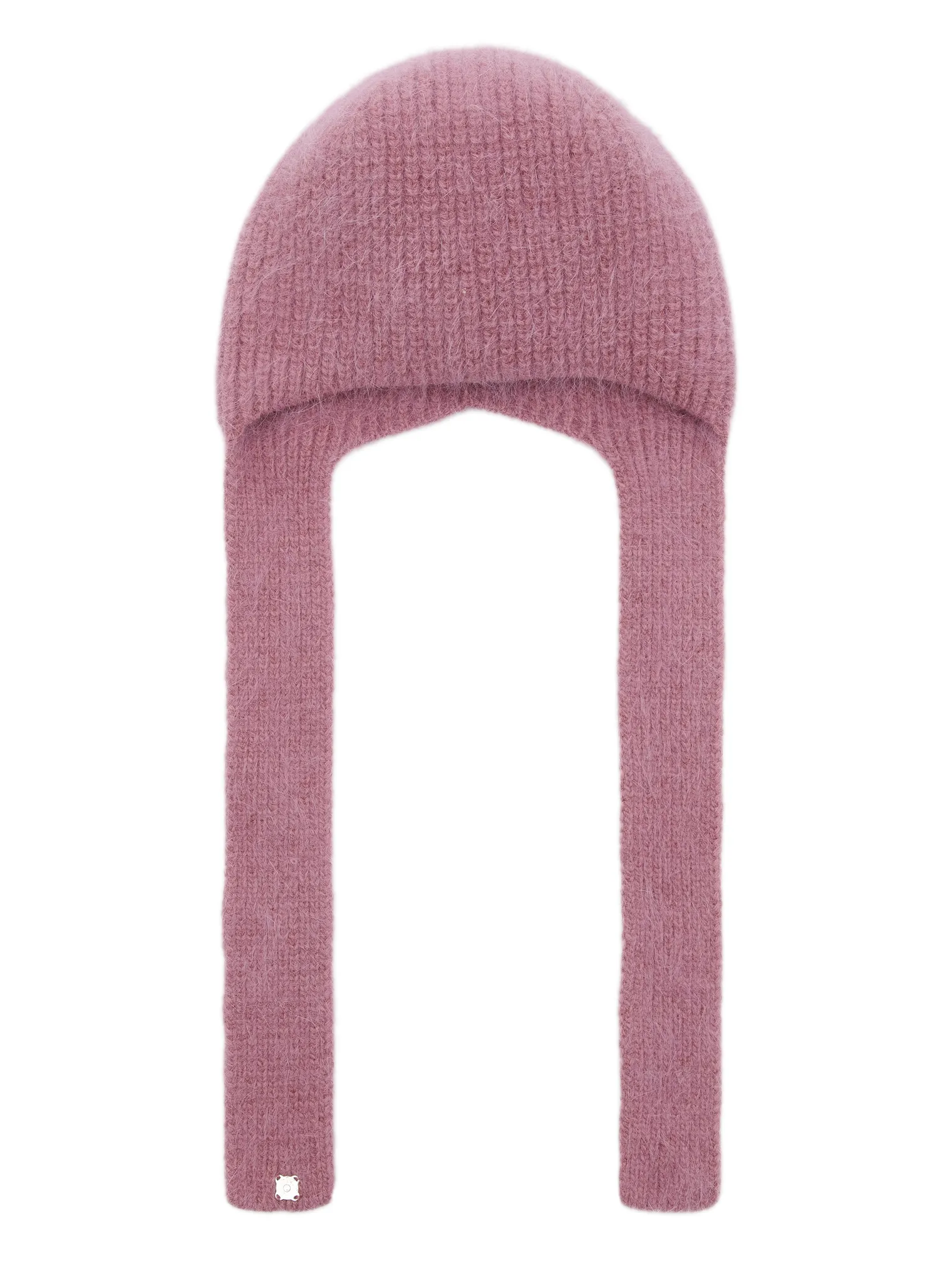 Капор крупной вязки малинового цвета фото 1