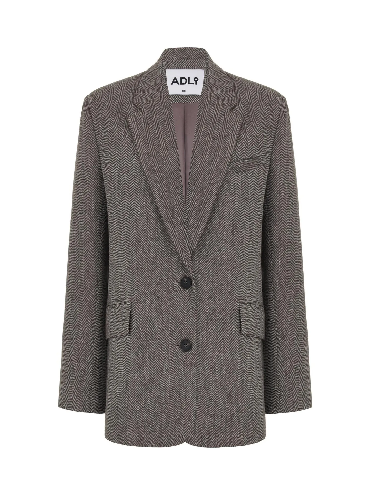 Однобортный жакет свободного кроя с карманами цвета коричневый/серый в ёлочку фото 8