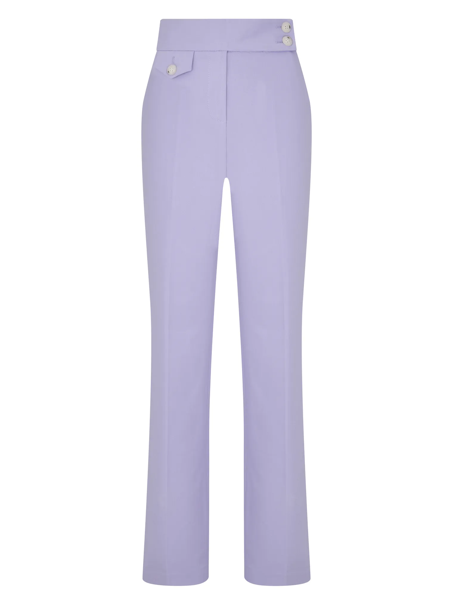 Брюки прямые с разрезами изо льна лавандового цвета фото 7