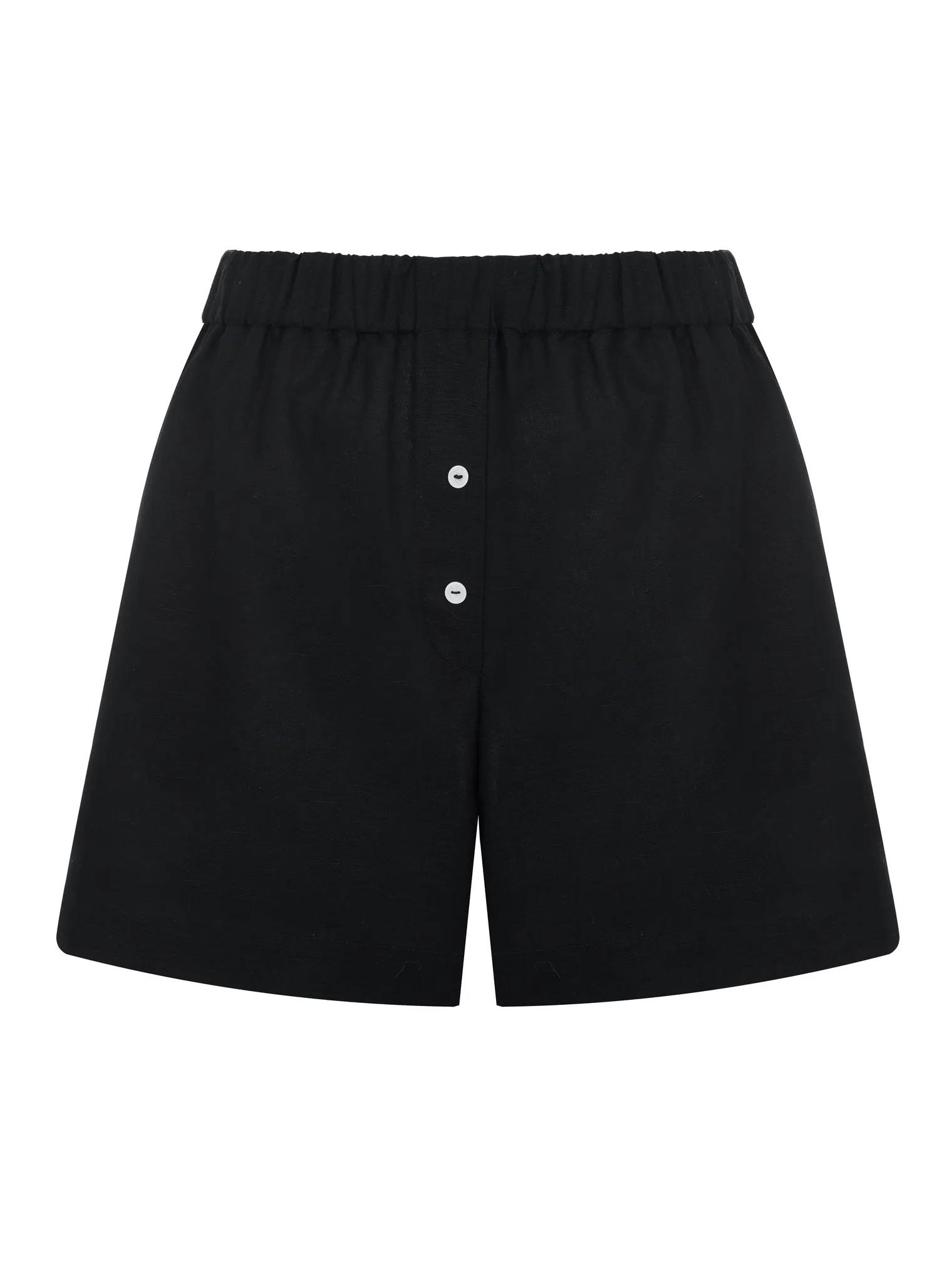 Костюм летний изо льна: рубашка, шорты чёрного цвета фото 2