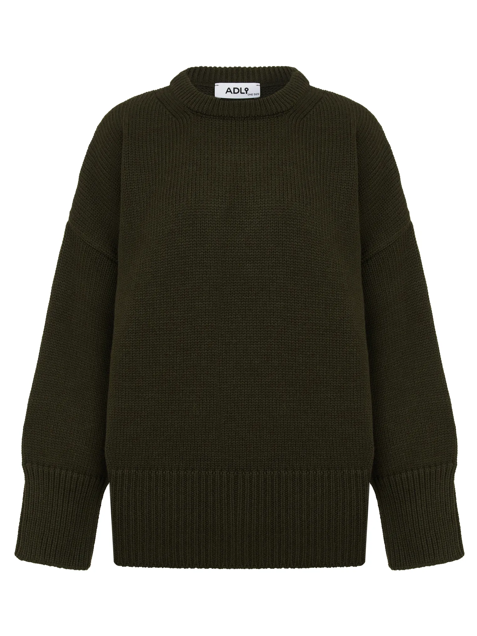 Джемпер крупной вязки с низким воротником цвета хаки фото 11