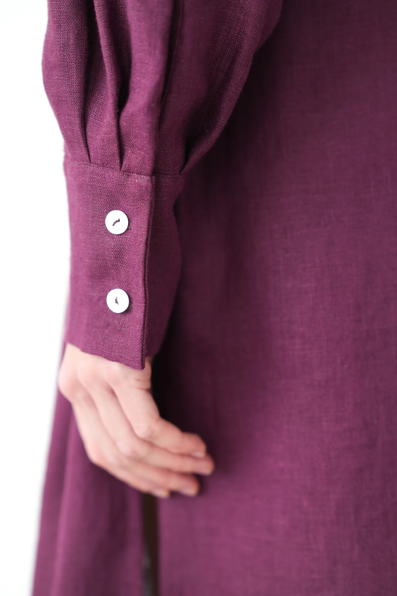 Платье-рубашка изо льна цвета инжир фото 2