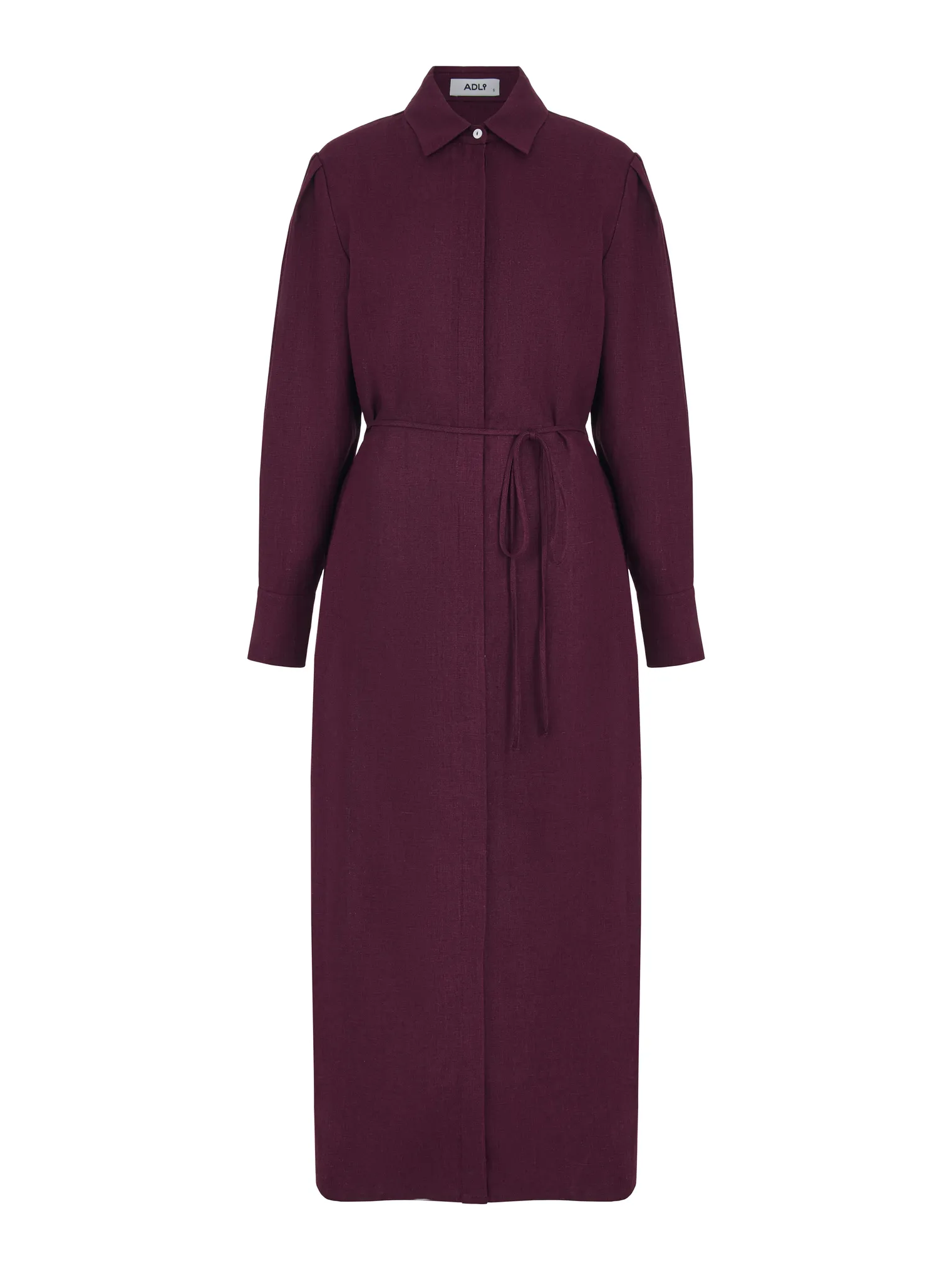 Платье-рубашка изо льна цвета инжир фото 9