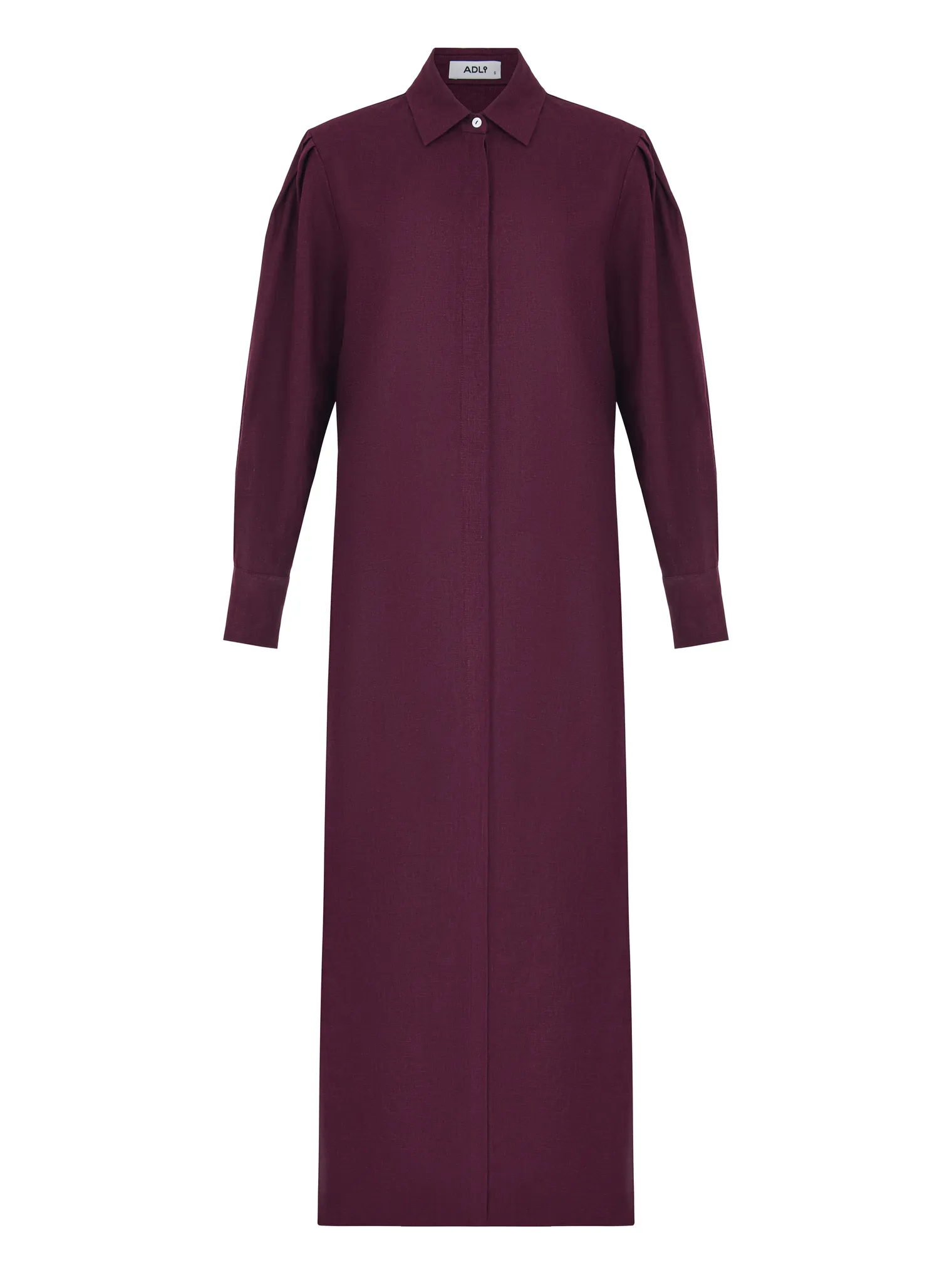 Платье-рубашка изо льна цвета инжир фото 8