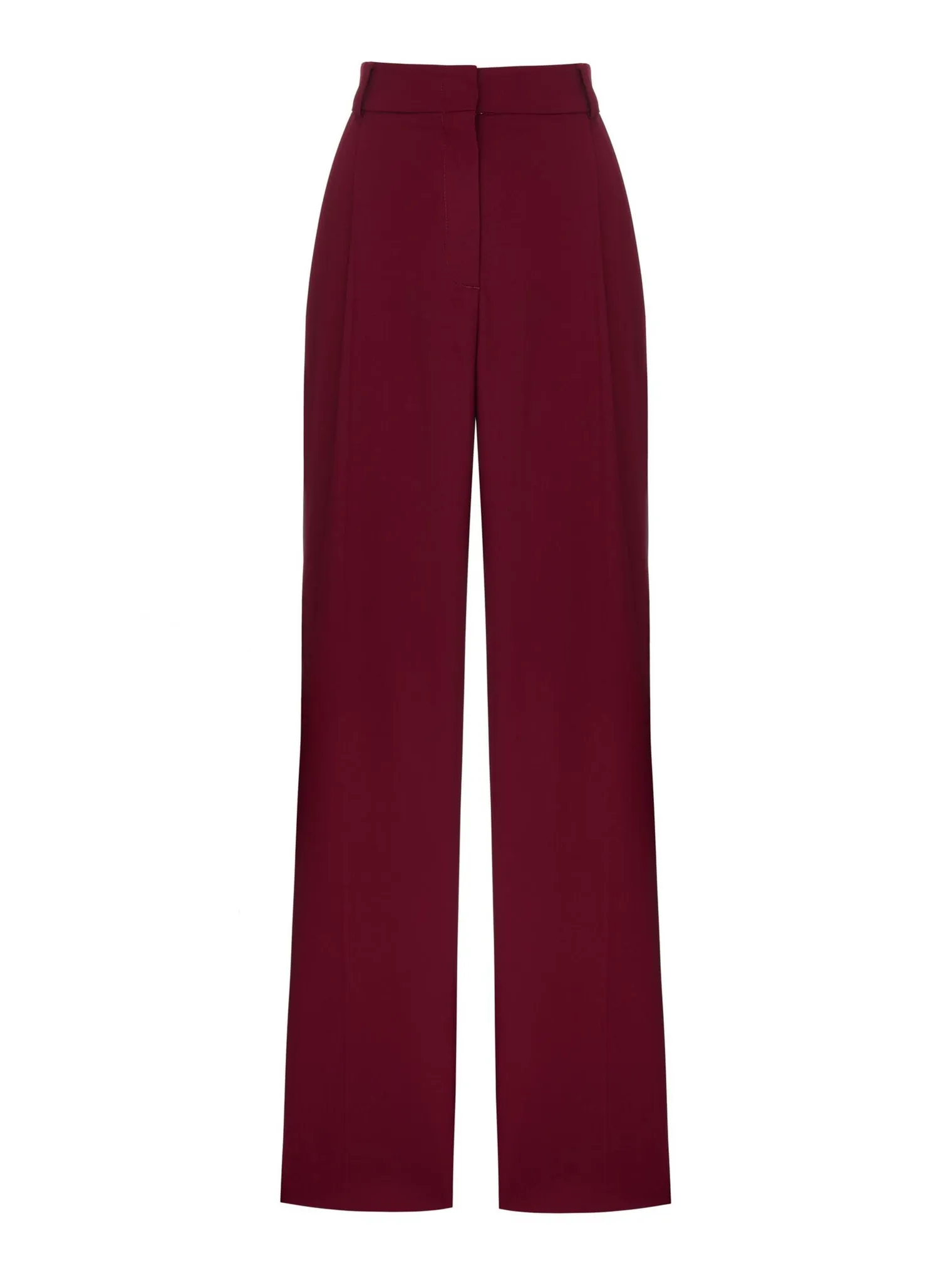 Брюки с завышенной талией прямого кроя винного цвета фото 8