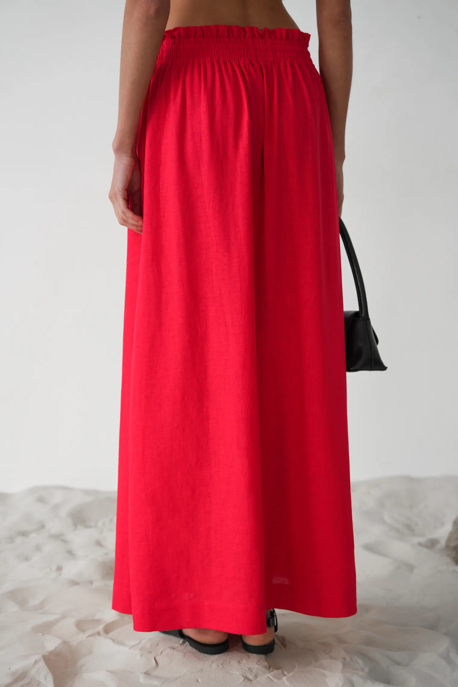 Юбка широкого кроя с разрезами красного цвета фото 6