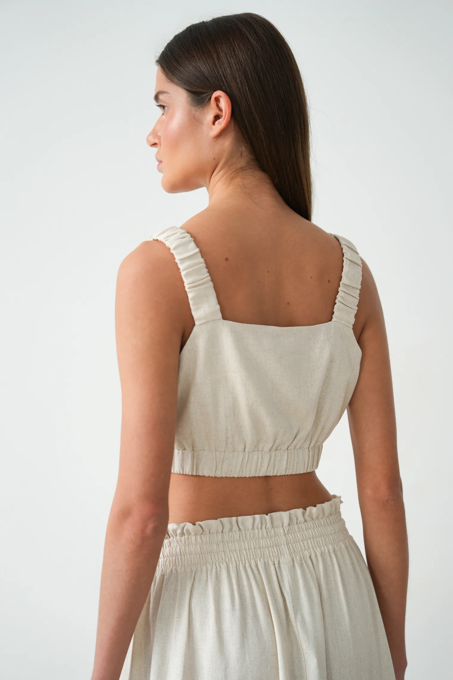 Топ на бретелях цвета лён фото 4