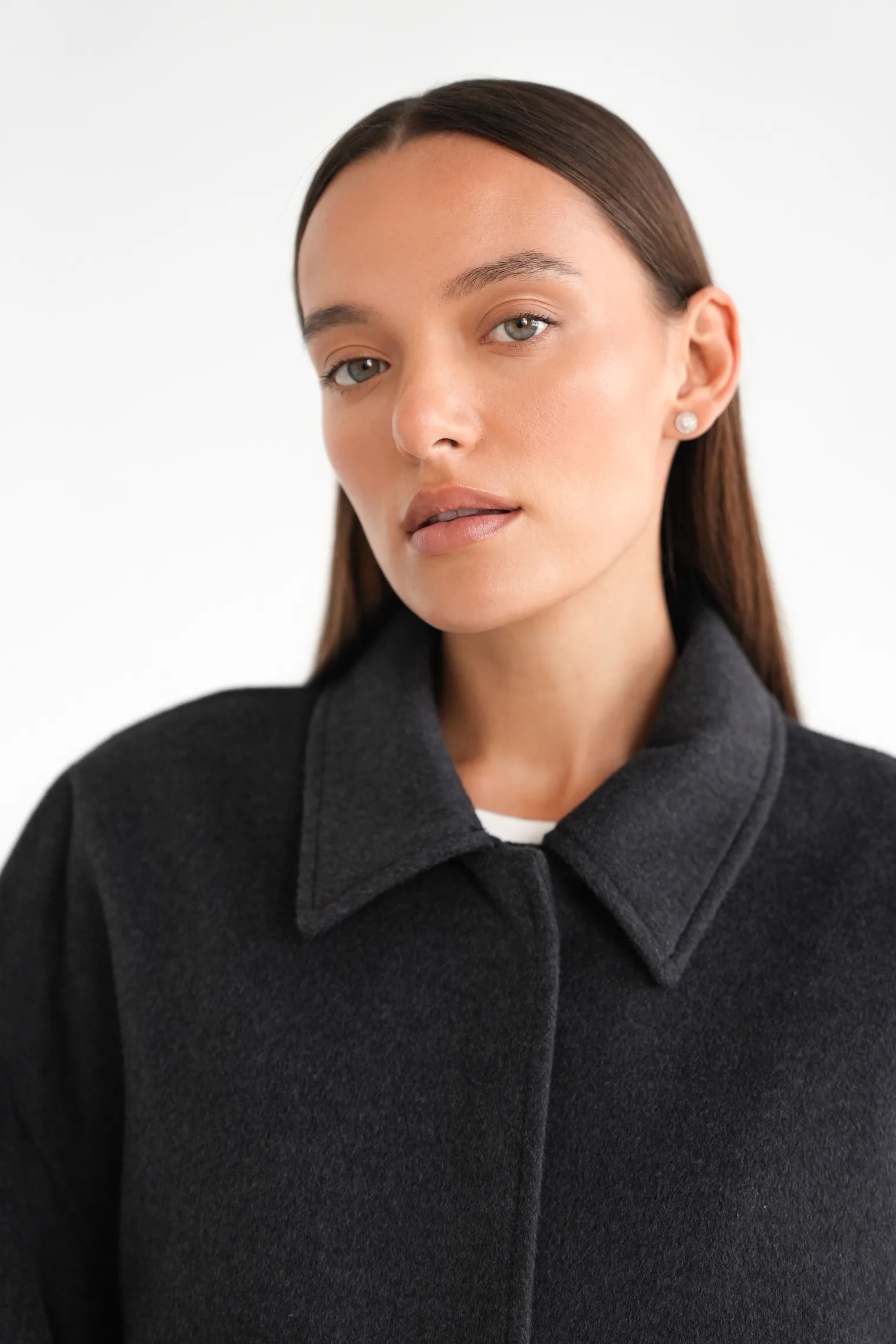 Бомбер свободного кроя из шерсти графитового цвета фото 2