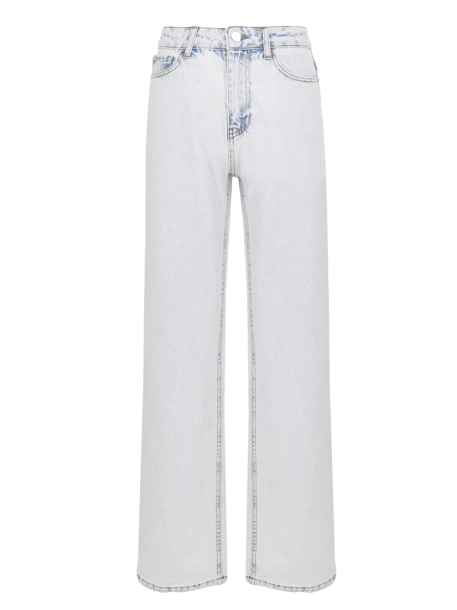 Джинсы широкого кроя с завышенной талией цвета светло-голубая варка фото 1