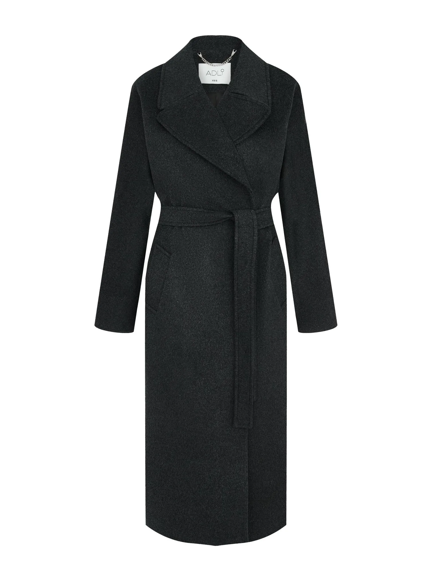 Пальто-халат с цельнокройным рукавом тёмно-серого цвета фото 7