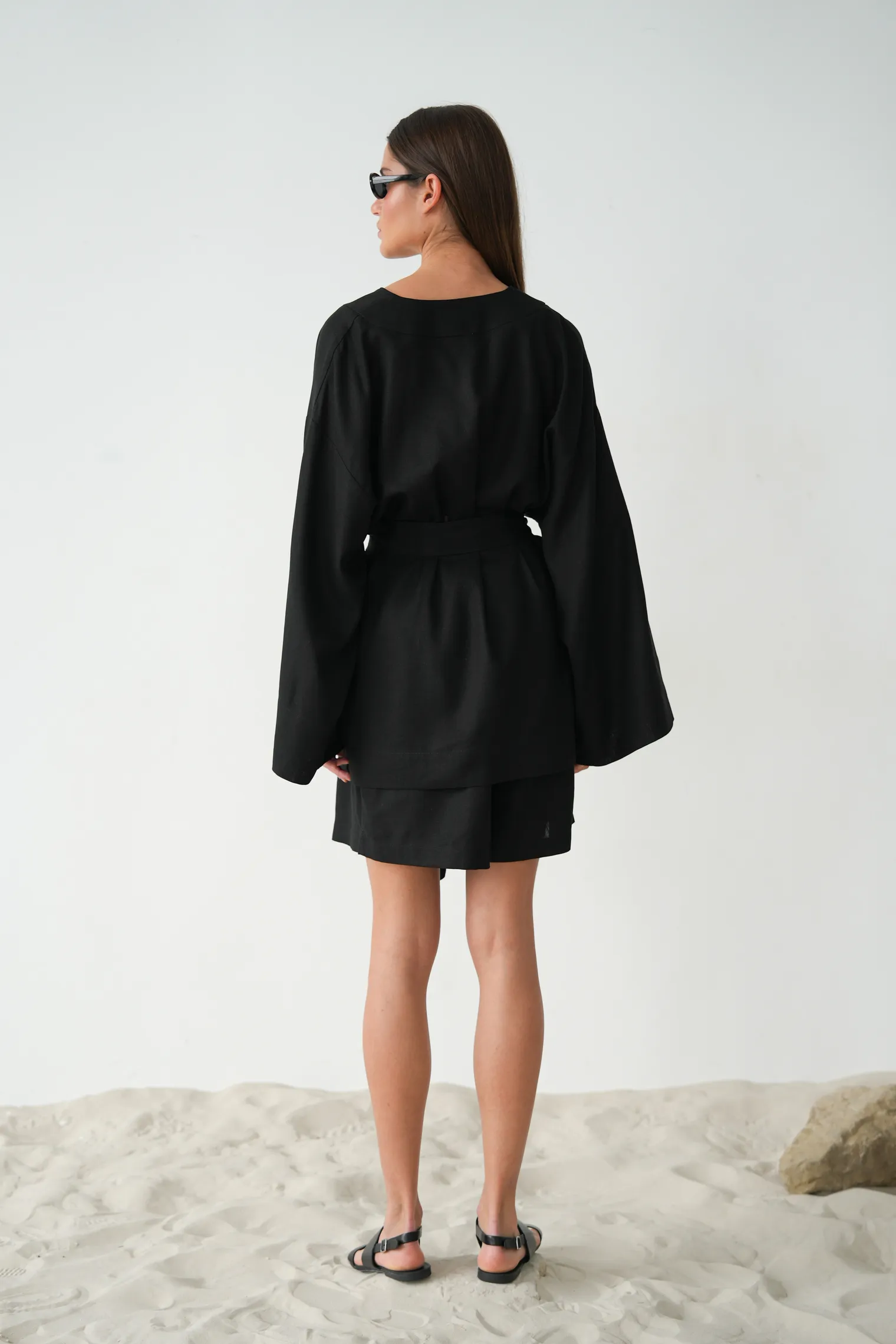 Шорты изо льна чёрного цвета фото 7