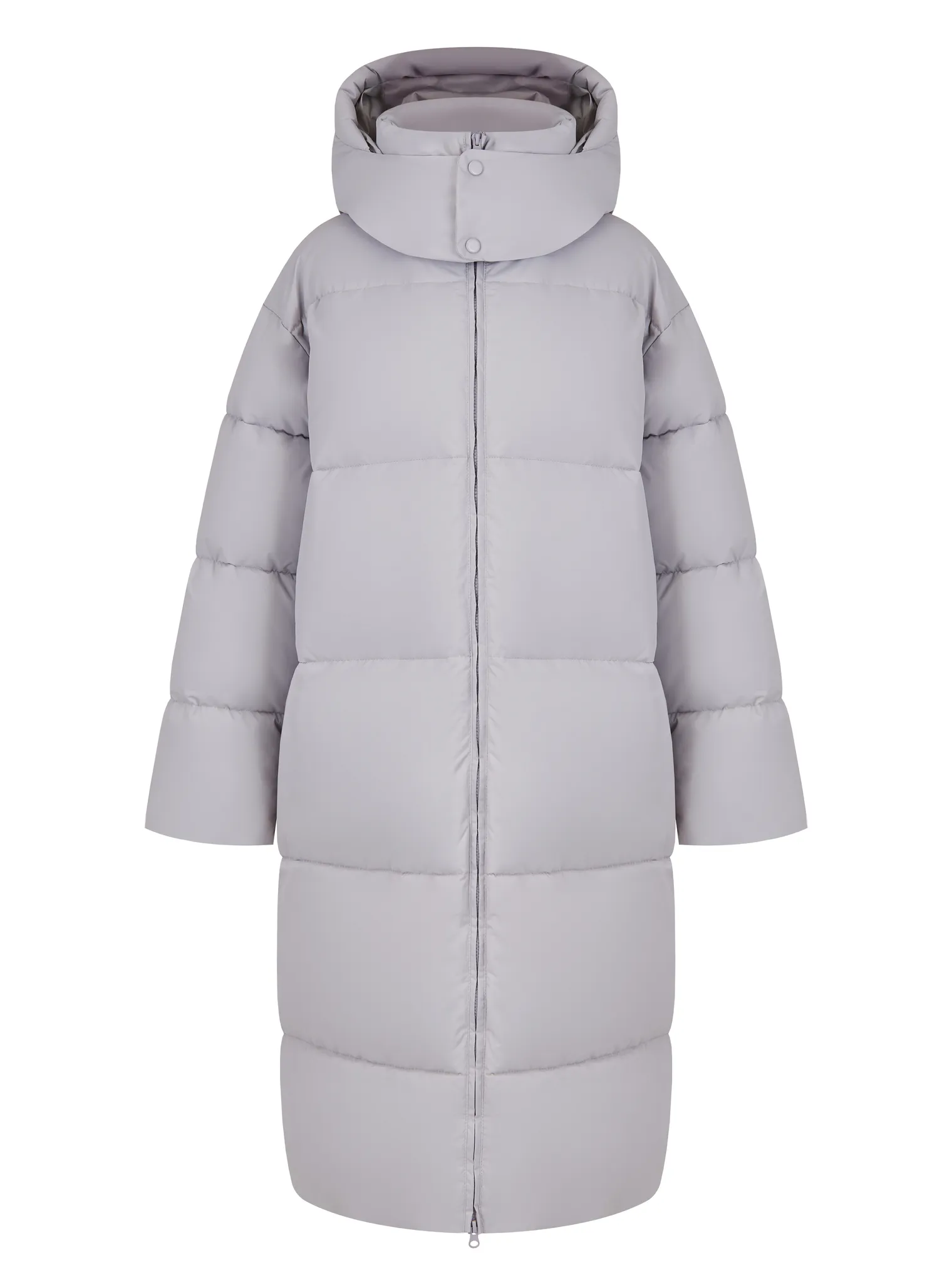 Пуховик стёганный с капюшоном пепельного цвета фото 9