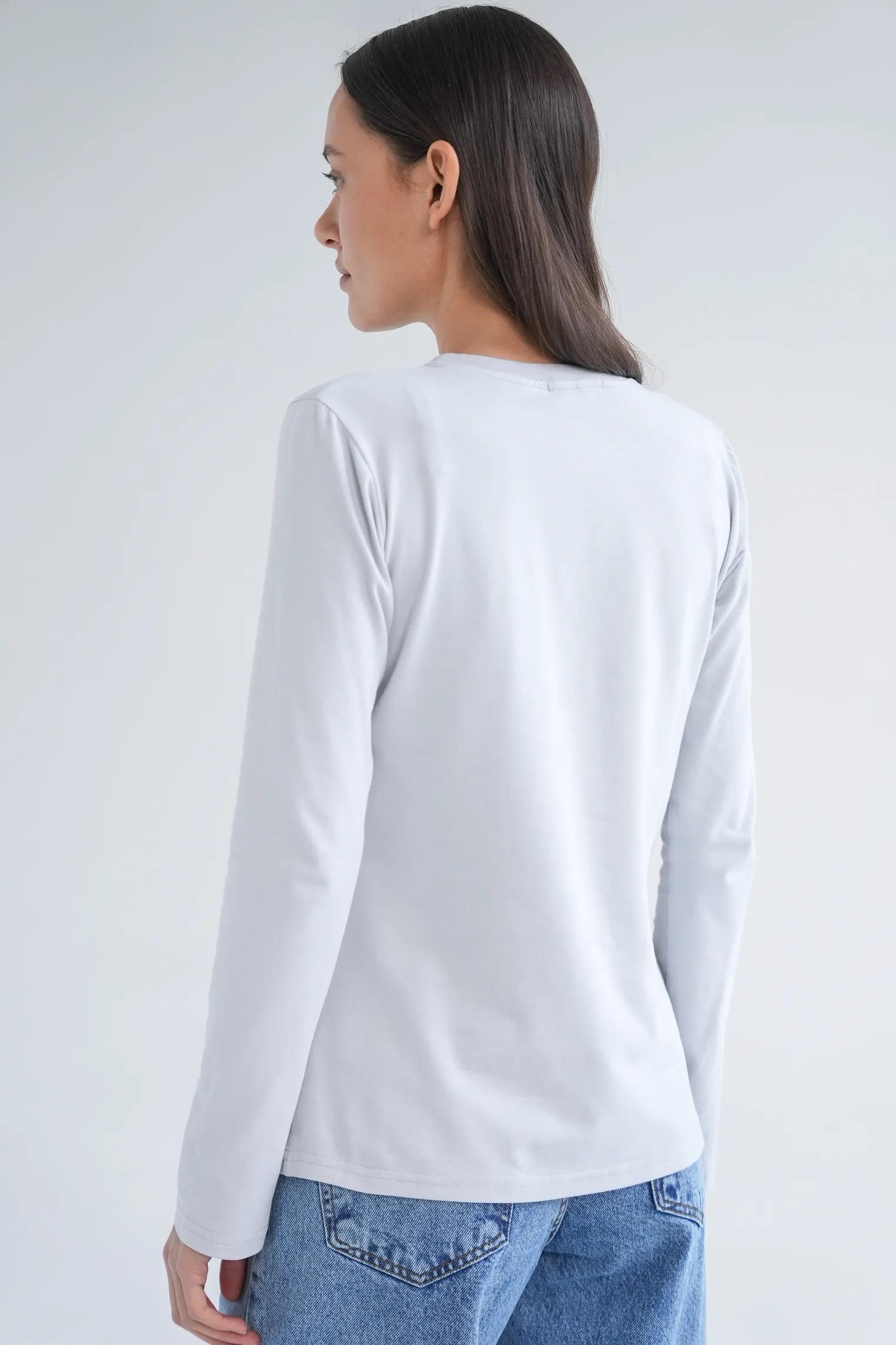 Лонгслив базовый пепельного цвета фото 4