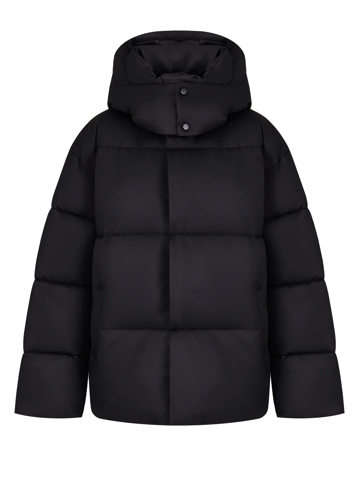 Пуховик стёганный с капюшоном чёрного цвета фото 8