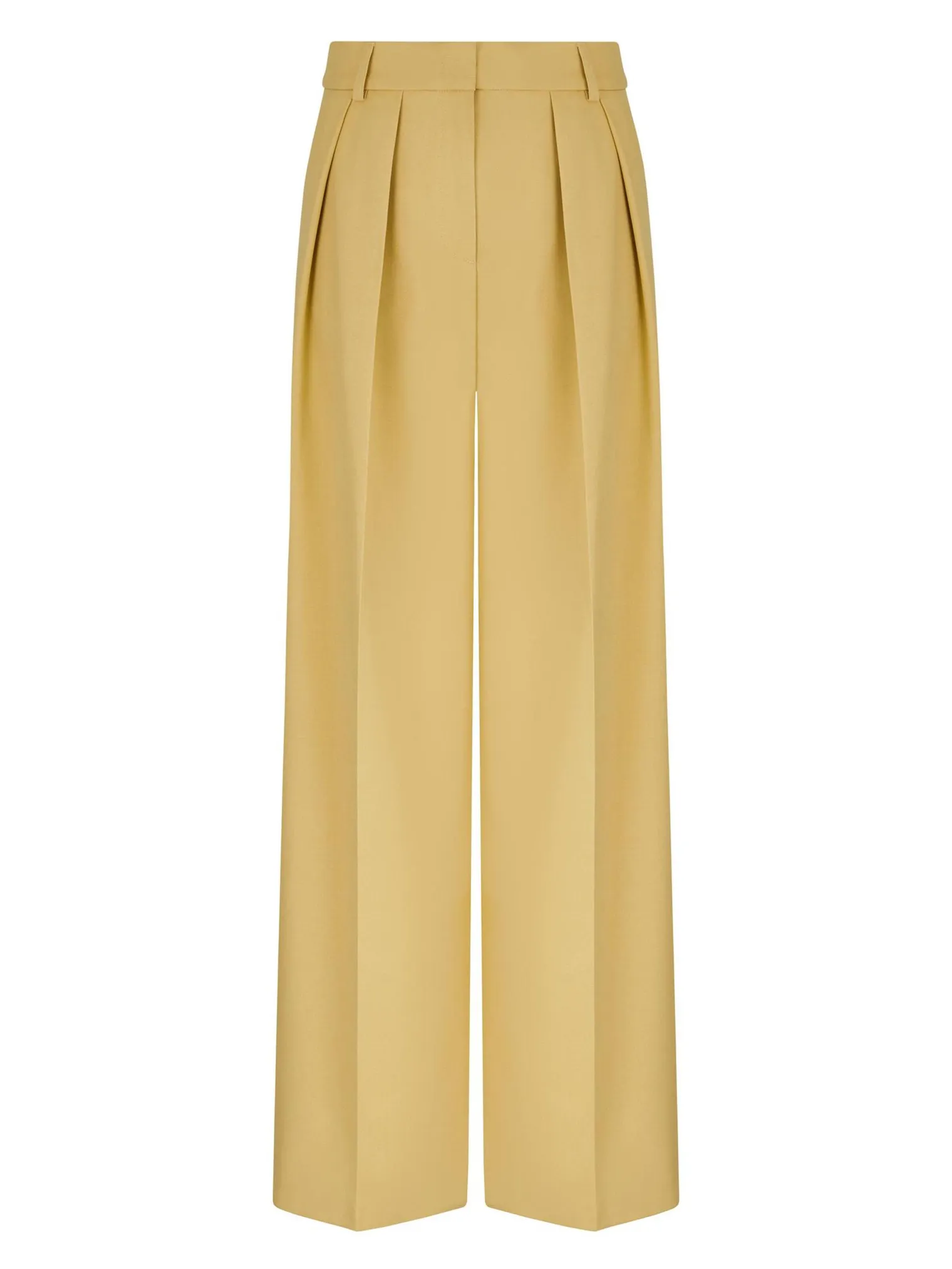 Брюки широкого кроя с завышенной талией со складками цвета молочный лимон фото 8