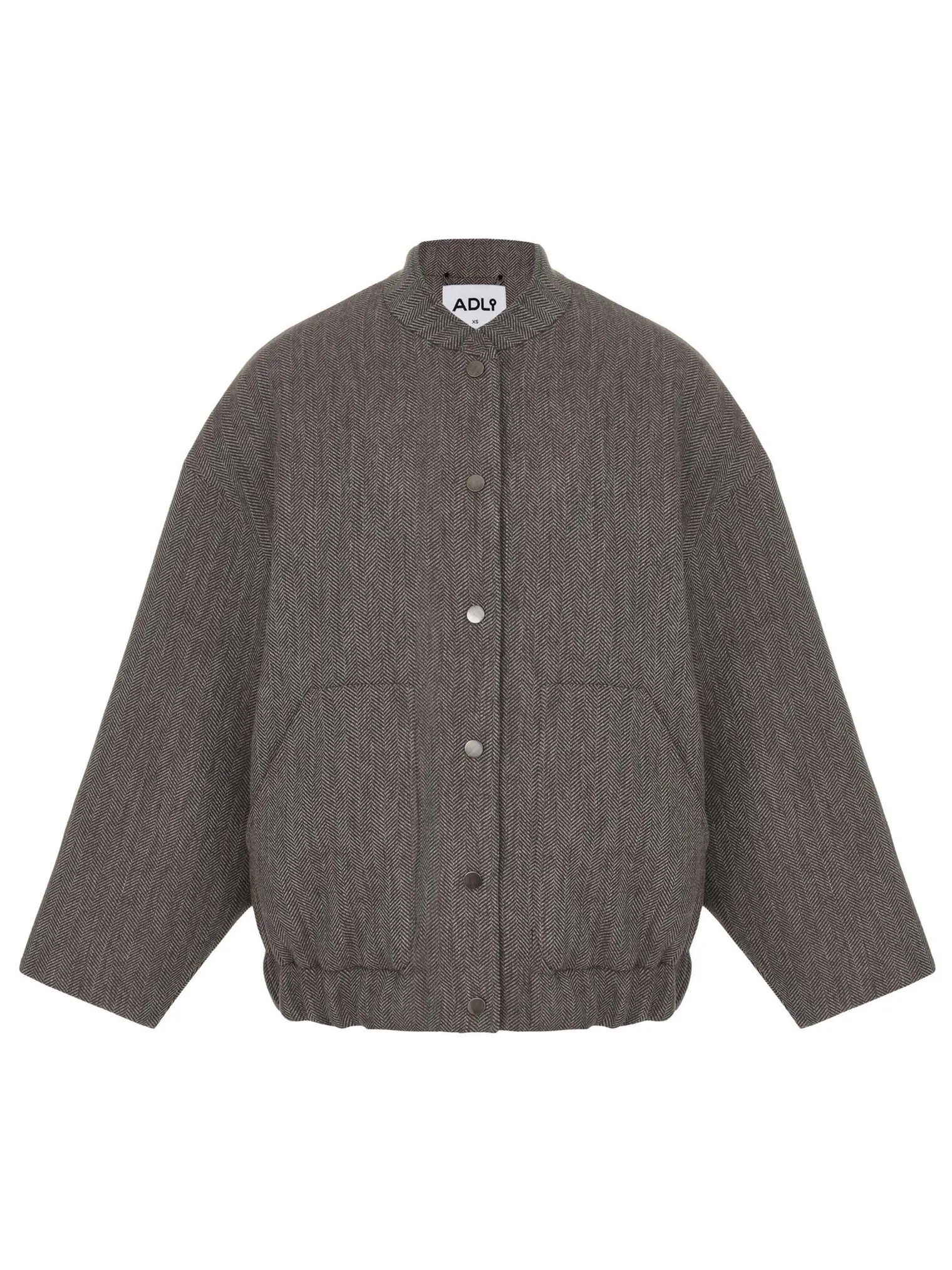 Бомбер свободного кроя из шерсти цвета коричневый/серый в ёлочку фото 8