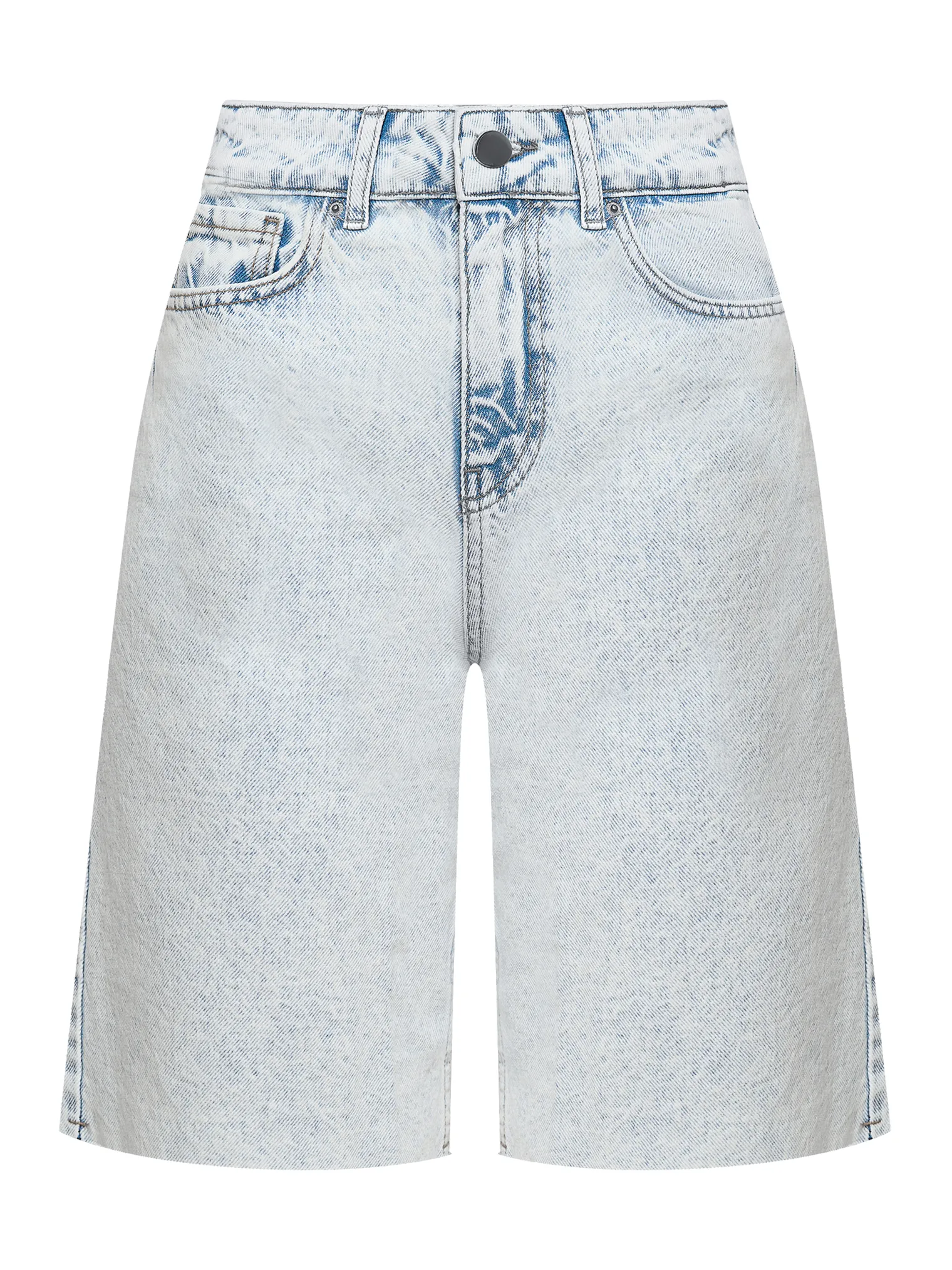 Шорты джинсовые с завышенной талией голубого цвета фото 1