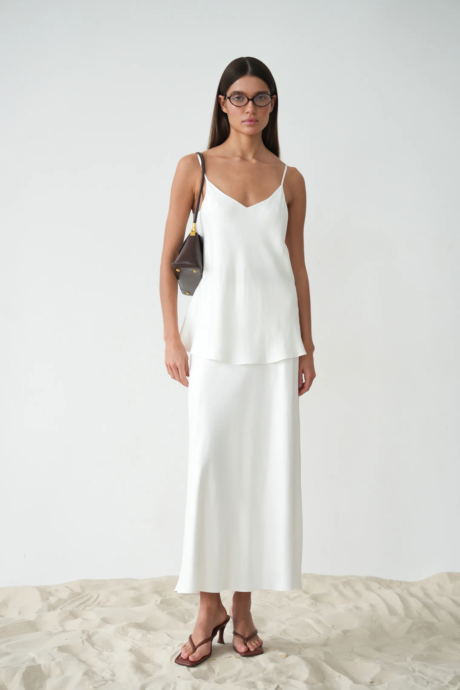 Юбка миди из вискозы белого цвета фото 5