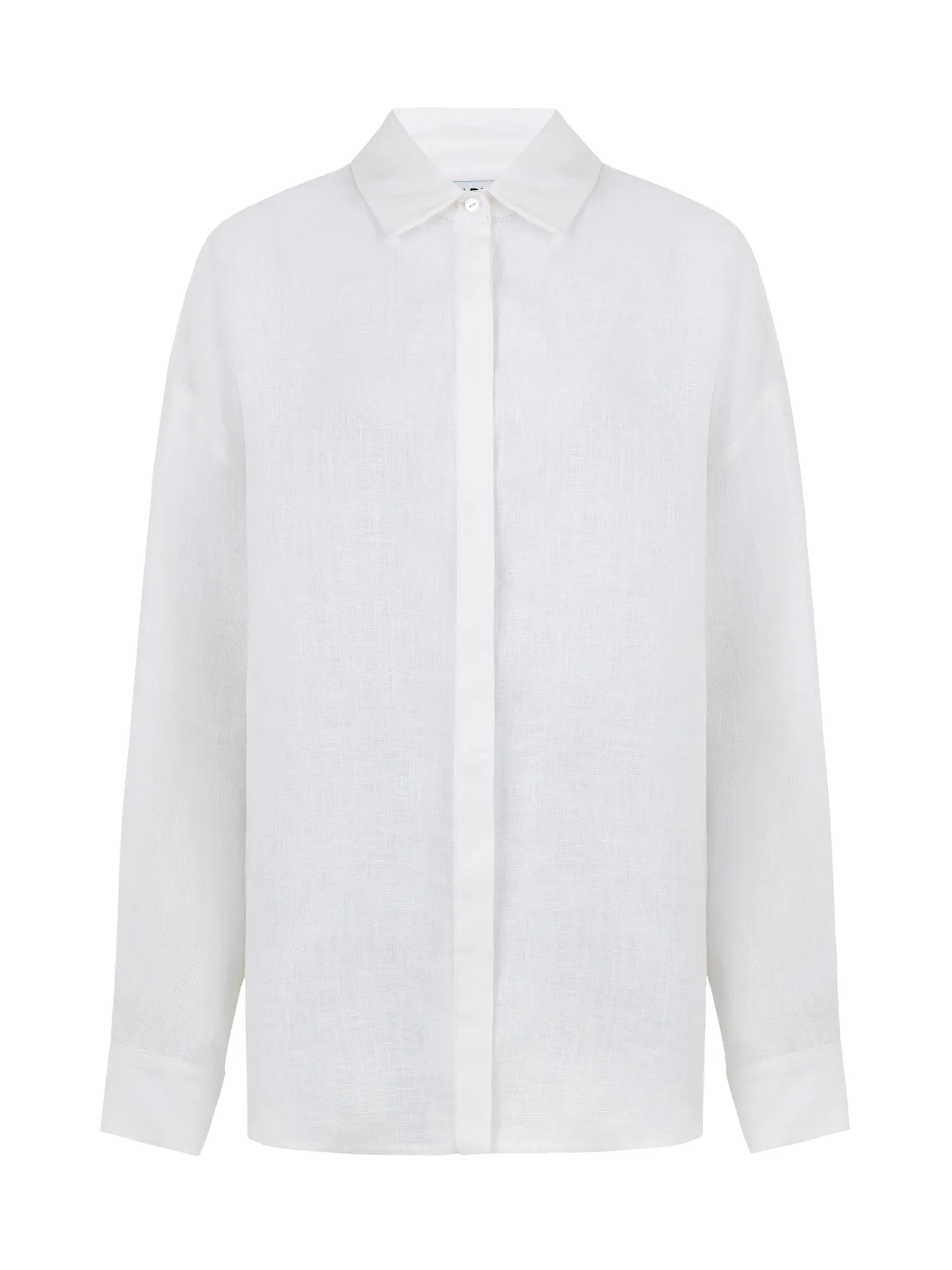 Рубашка свободного кроя изо льна белого цвета фото 8