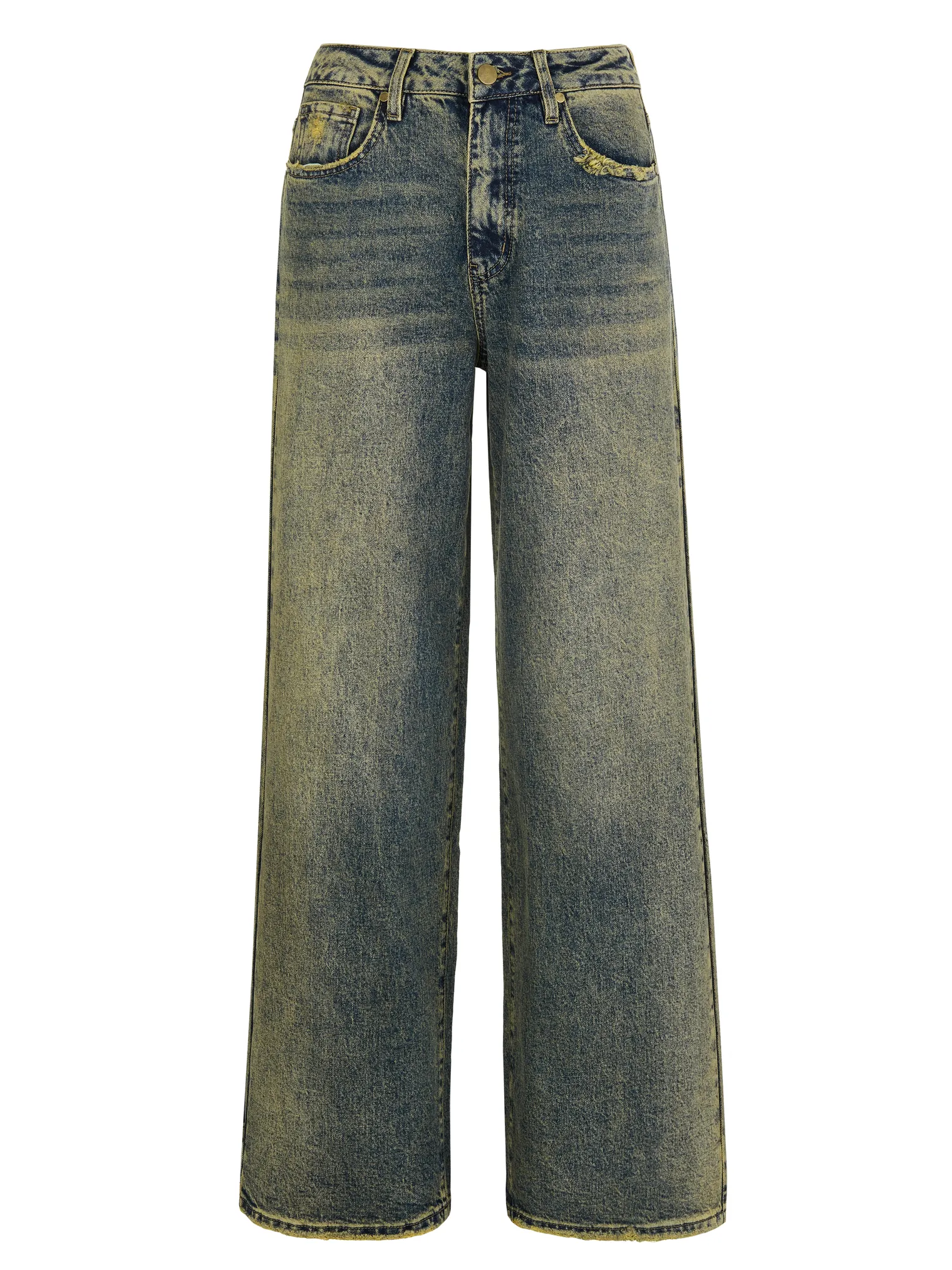 Джинсы свободного кроя в винтажном стиле голубого цвета фото 7