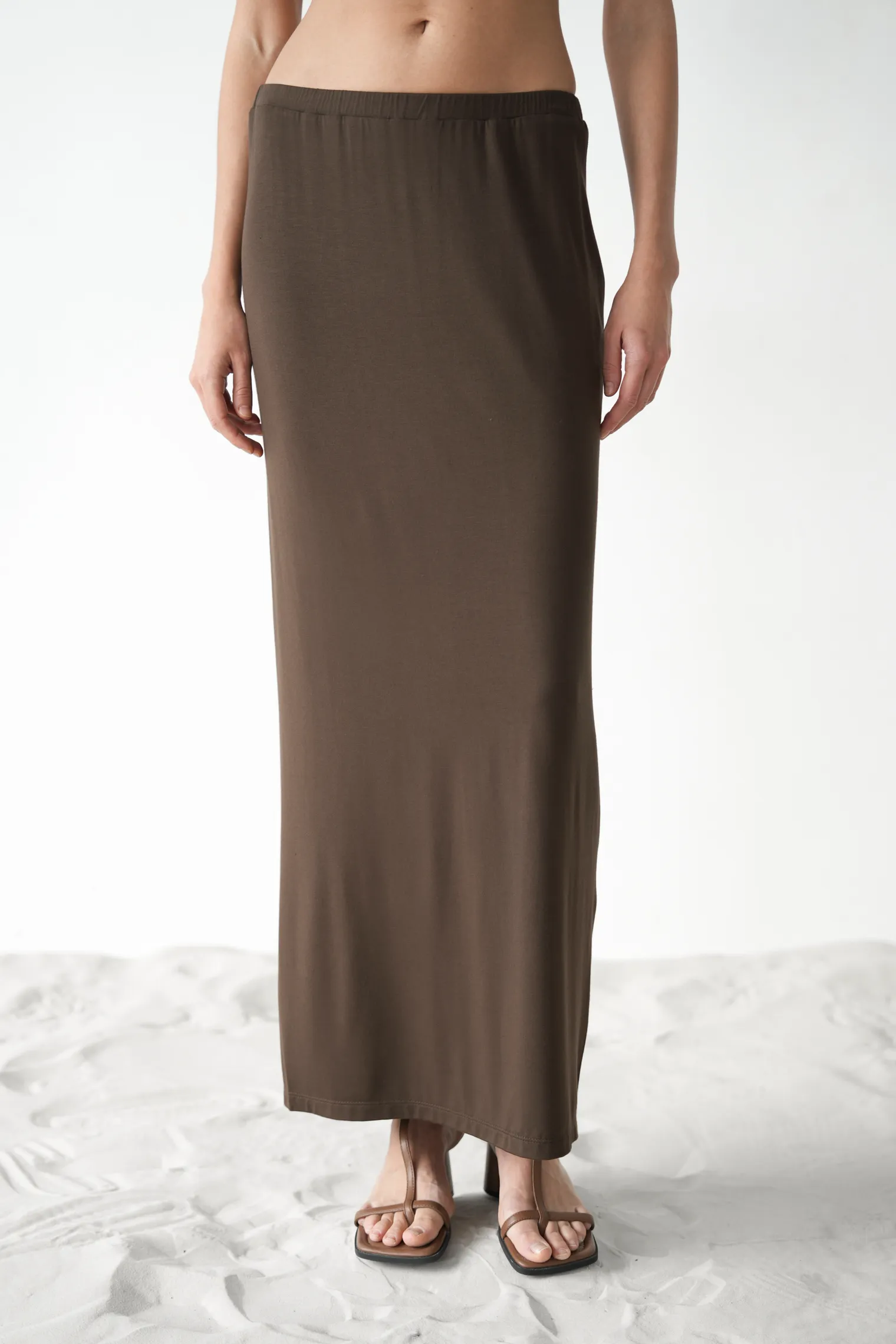 Юбка из тонкого трикотажа шоколадного цвета фото 6