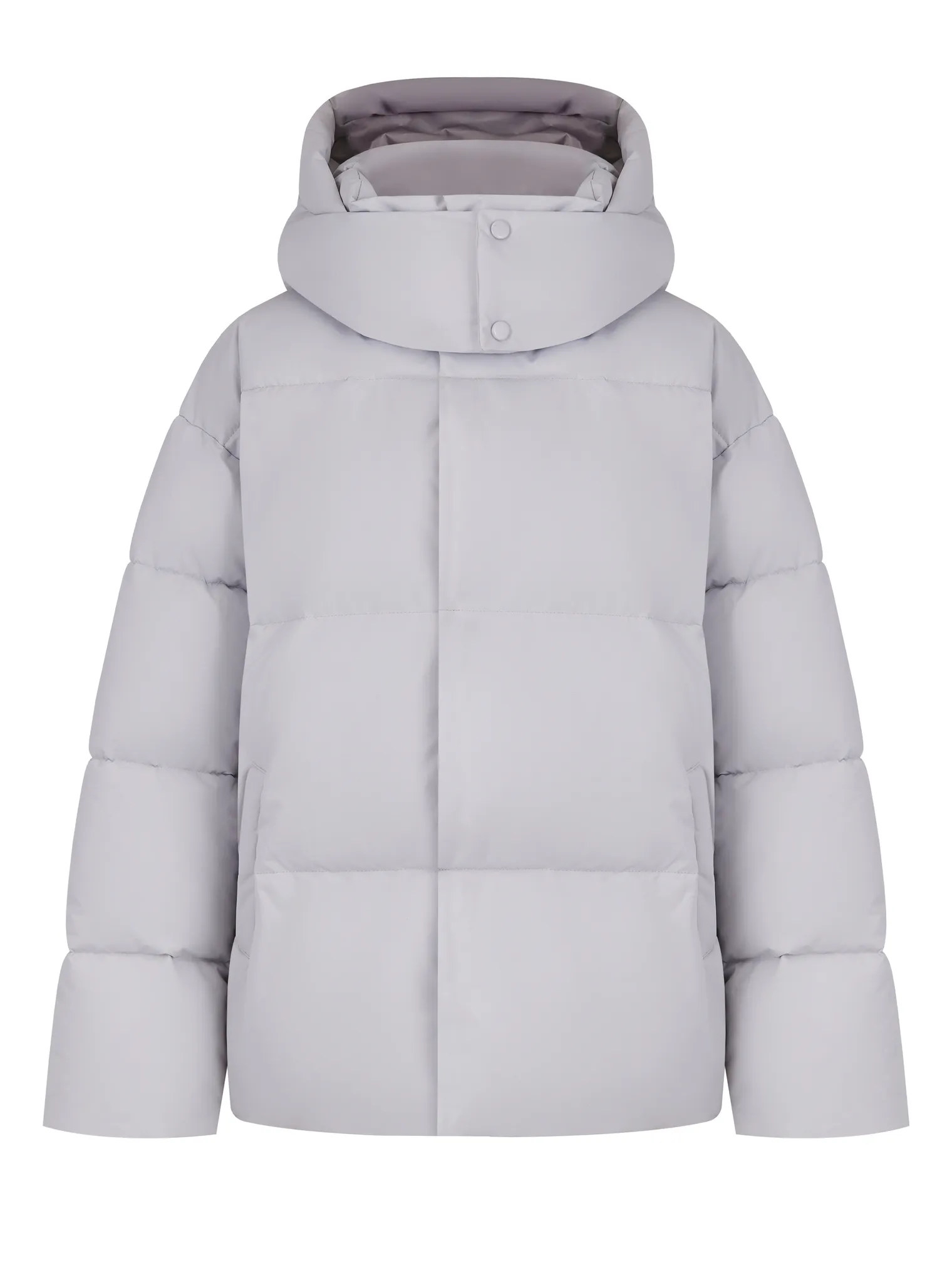 Пуховик стёганный с капюшоном пепельного цвета фото 9